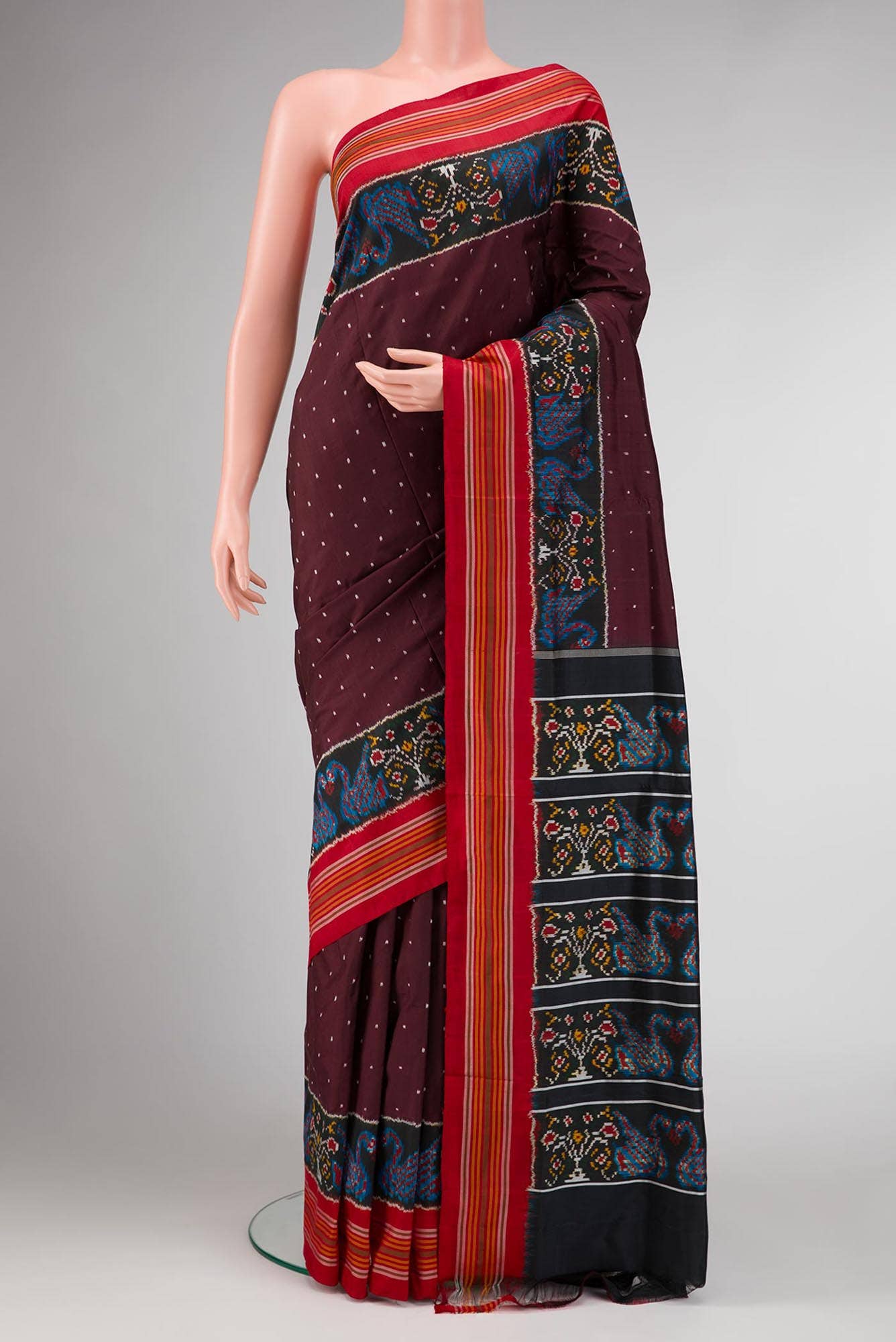 Maroon Dual Tone Double Ikat Saree