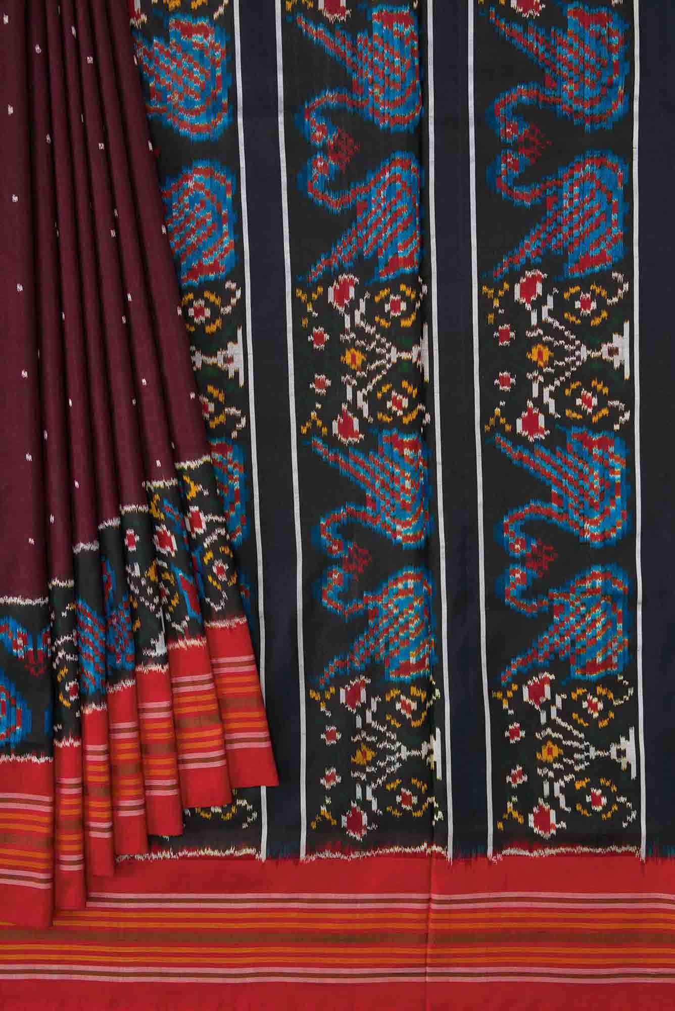 Maroon Dual Tone Double Ikat Saree