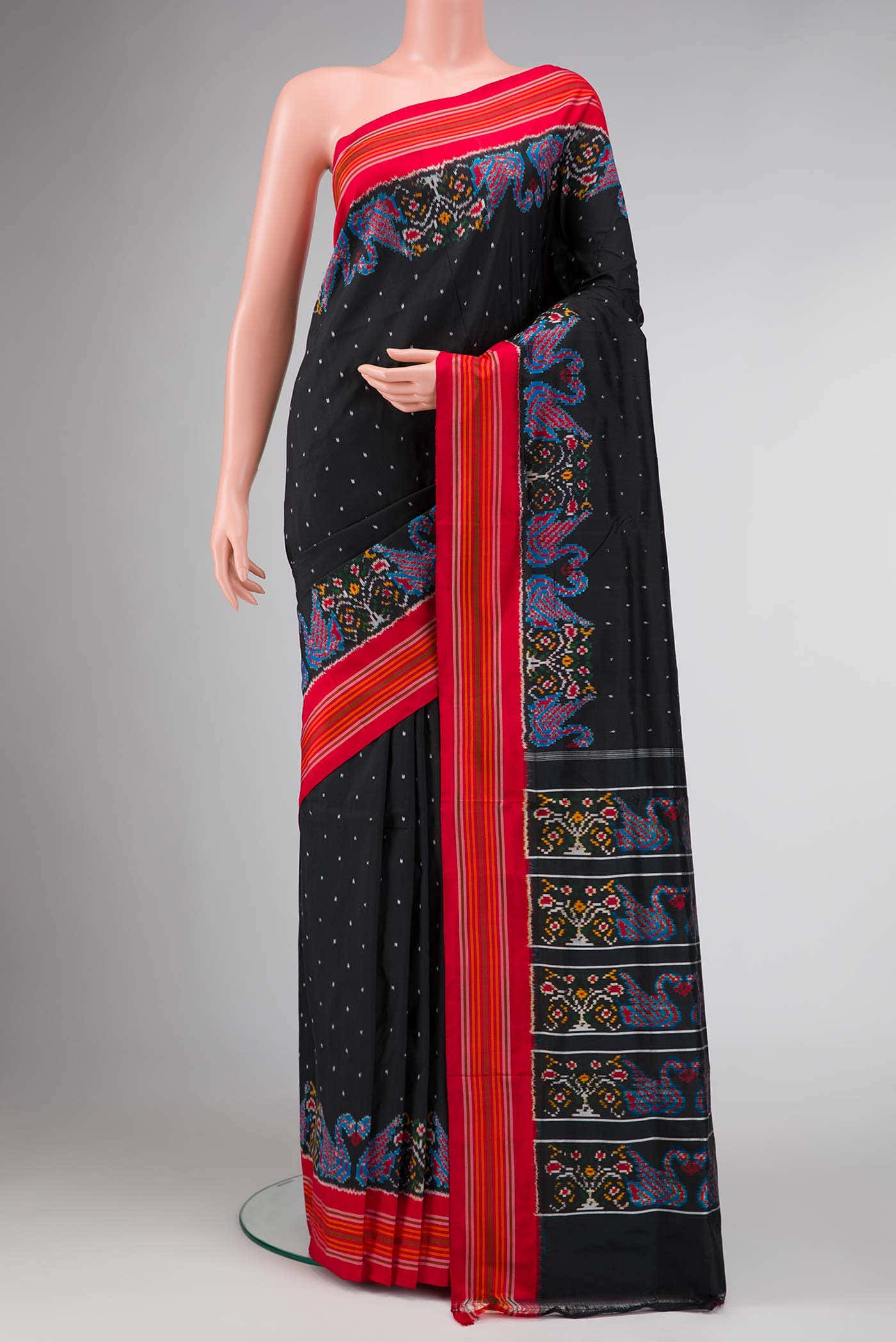Black Dual Tone Double Ikat Saree