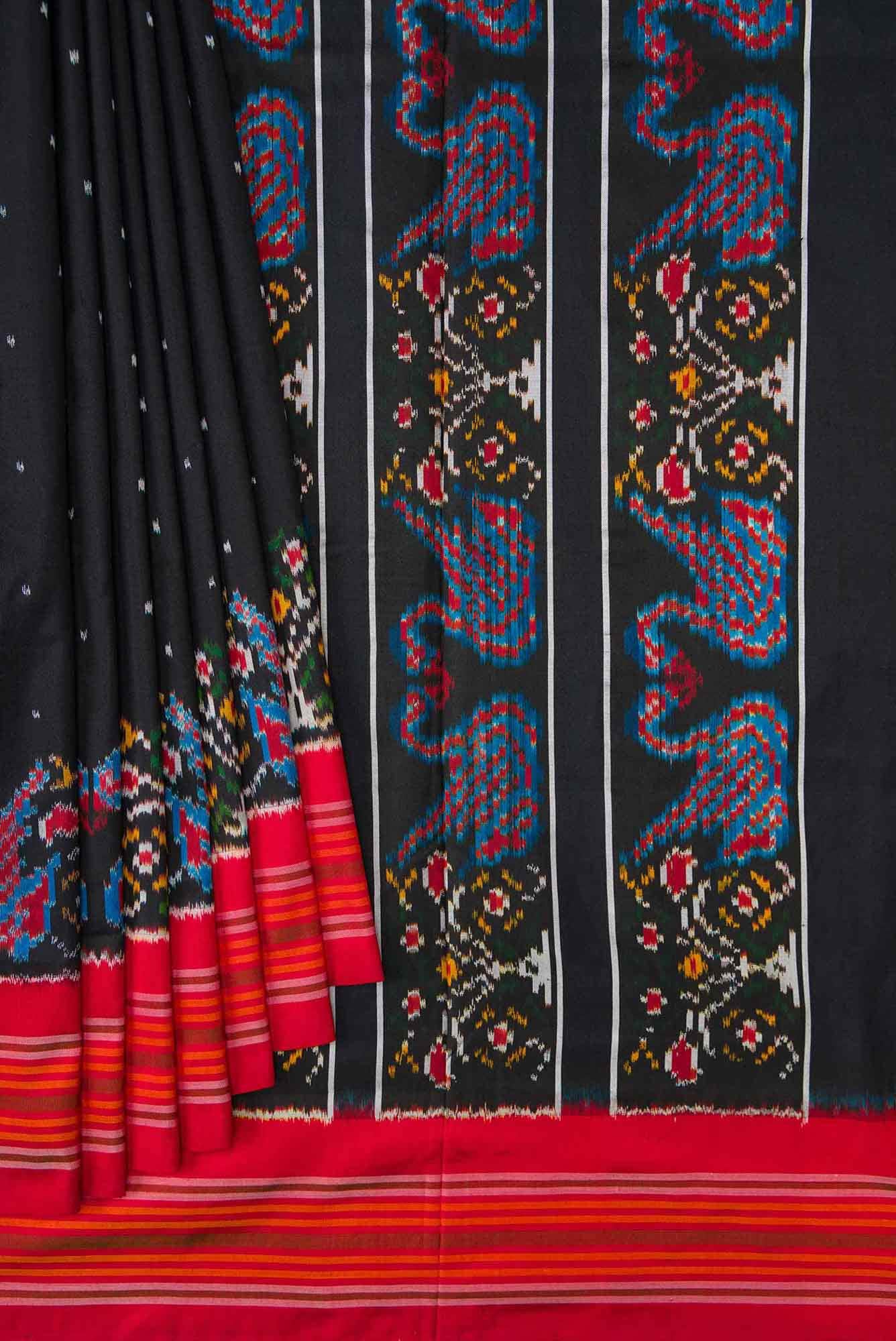 Black Dual Tone Double Ikat Saree