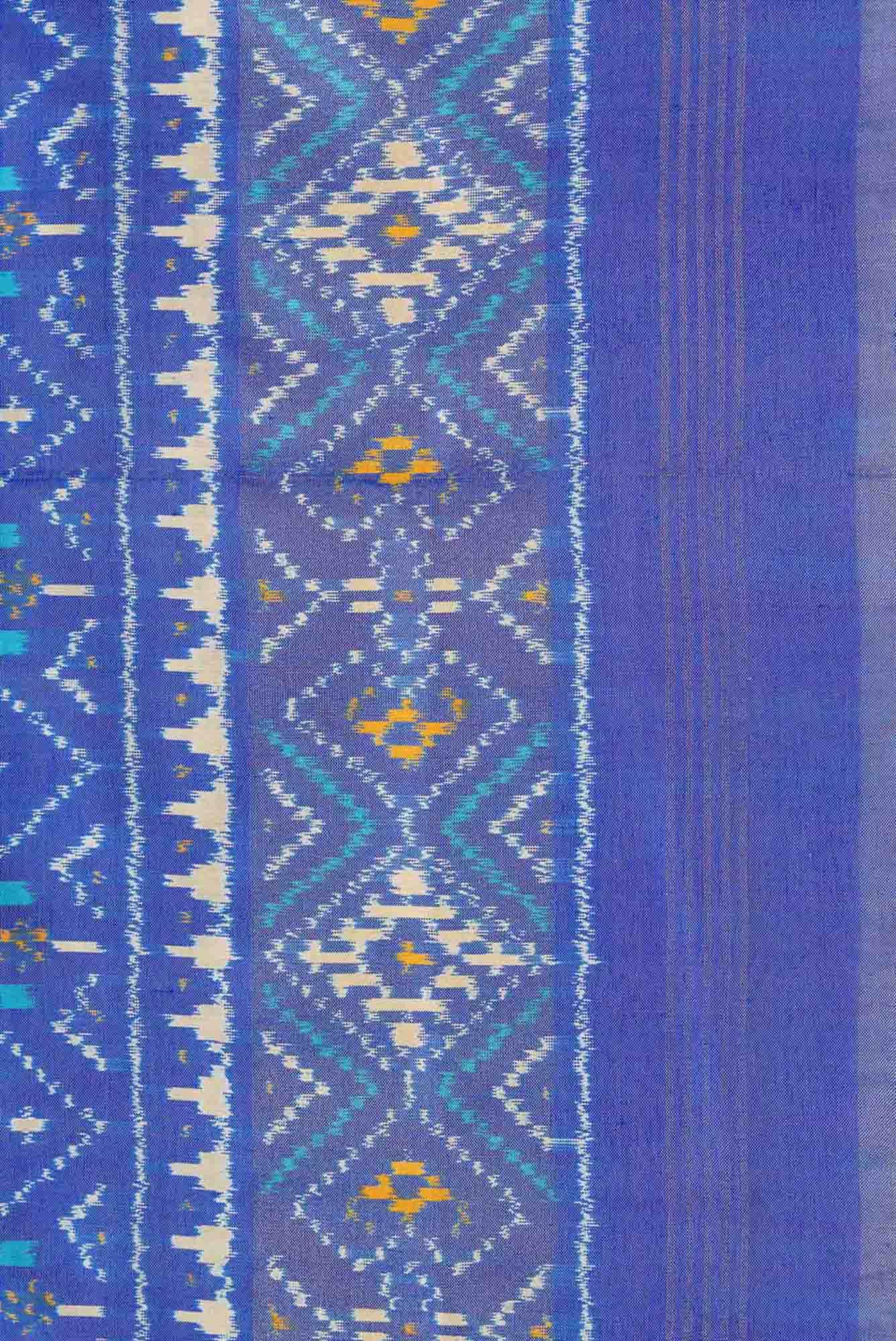 Blue Dual Tone Double Ikat Saree