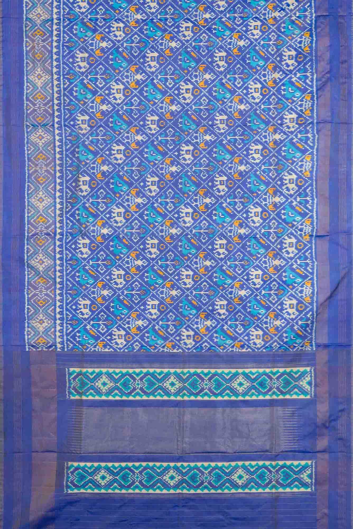 Blue Dual Tone Double Ikat Saree