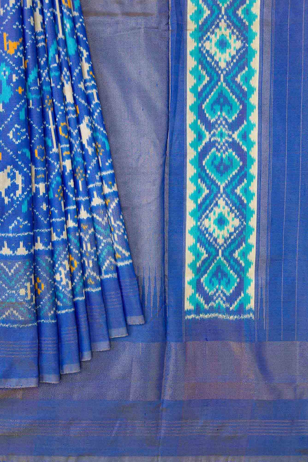 Blue Dual Tone Double Ikat Saree