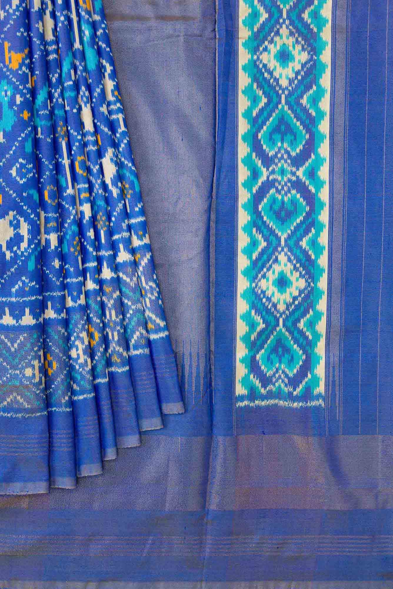 Blue Dual Tone Double Ikat Saree