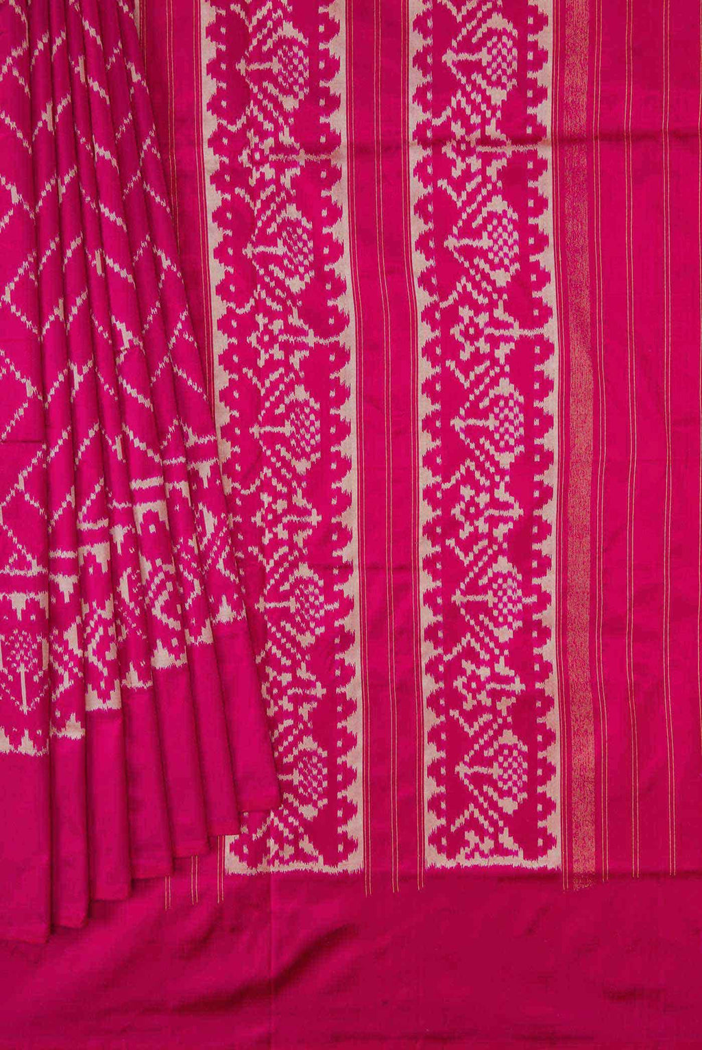 Dark Pink Dual Tone Double Ikat Saree