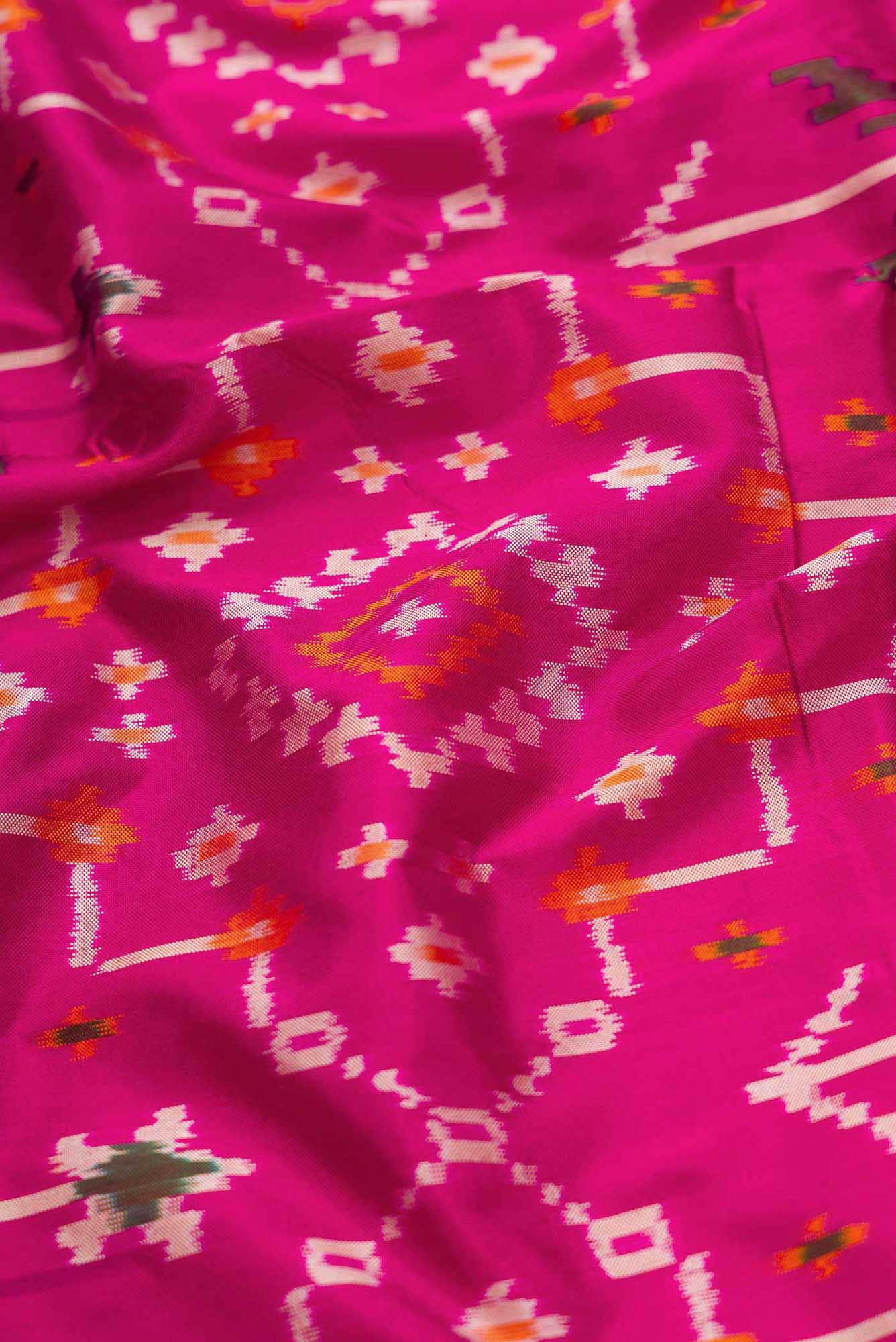 Dark Pink Dual Tone Double Ikat Saree