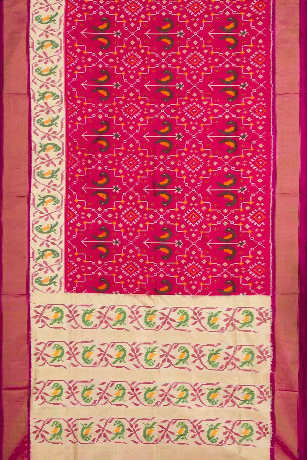 Dark Pink Dual Tone Double Ikat Saree