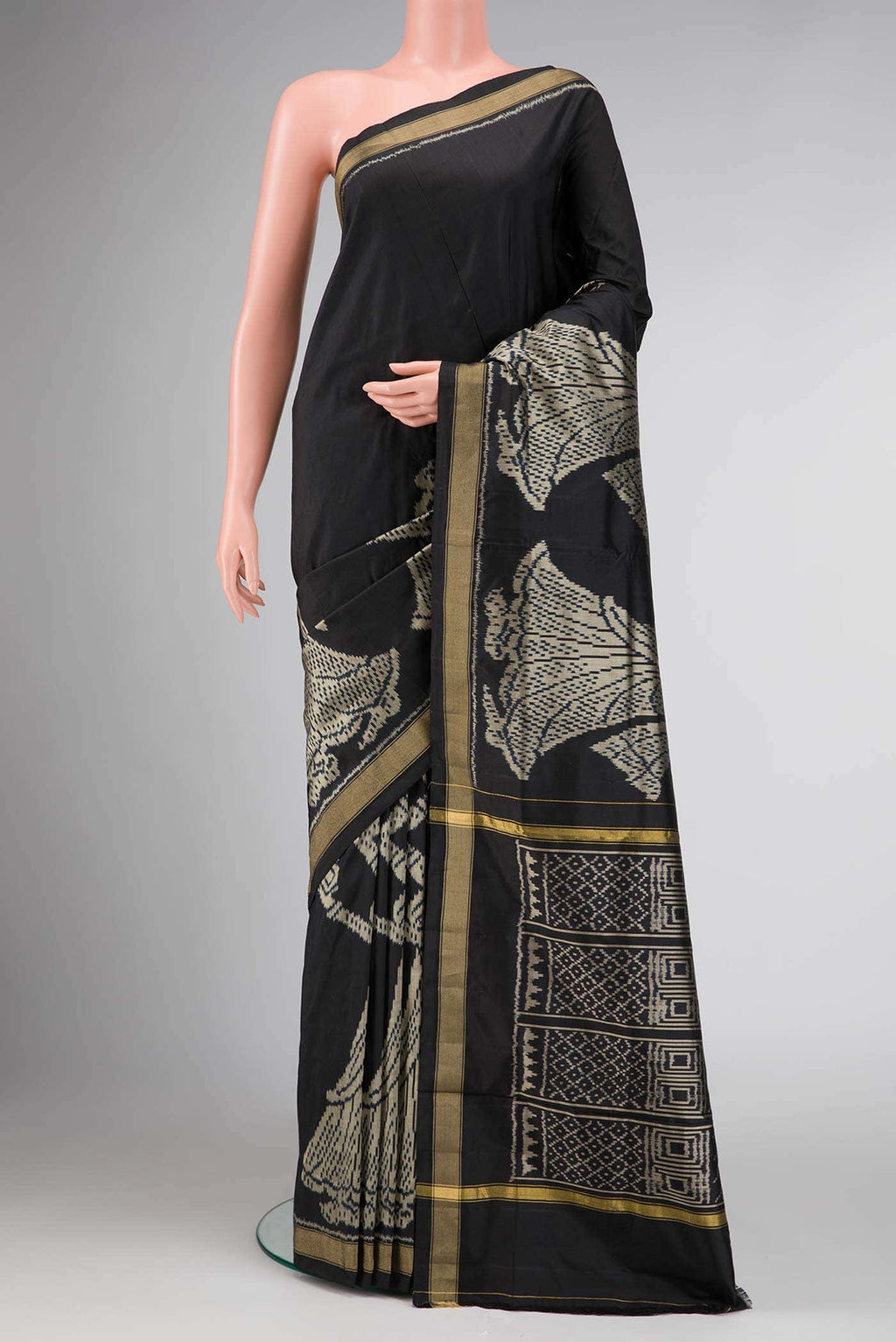 Black Dual Tone Double Ikat Saree