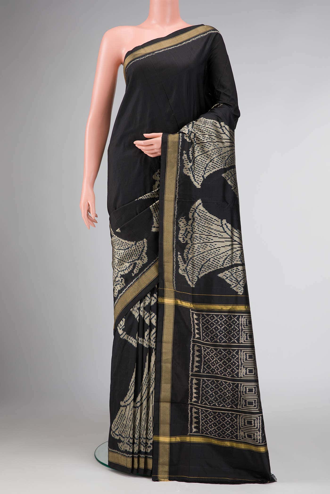 Black Dual Tone Double Ikat Saree