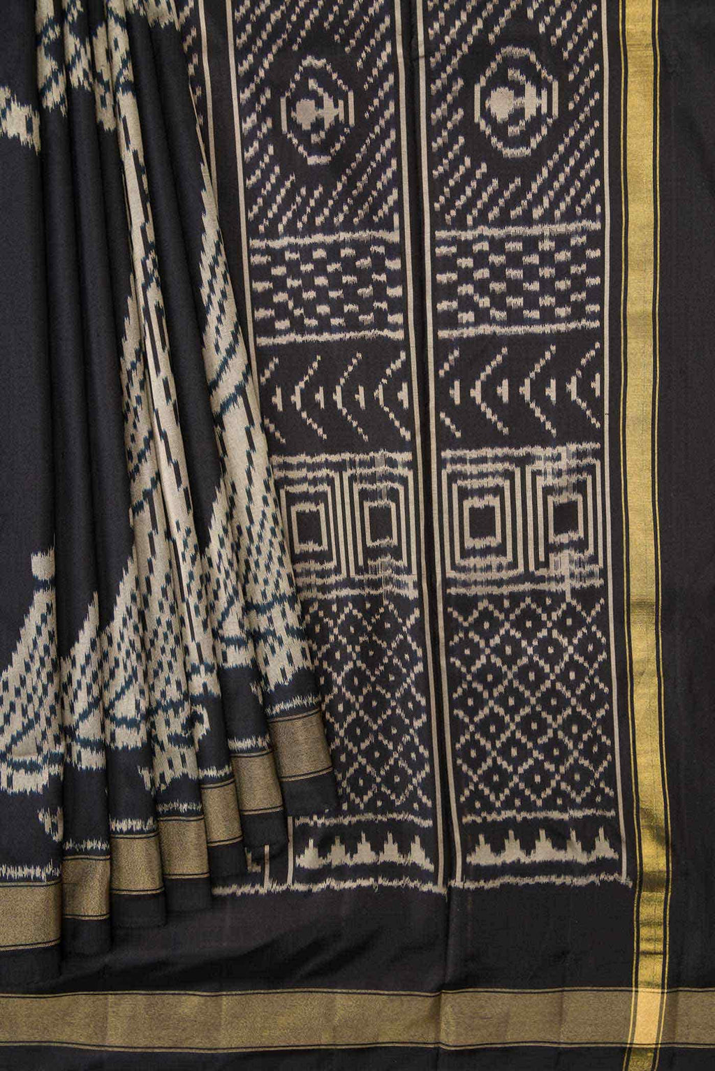 Black Dual Tone Double Ikat Saree