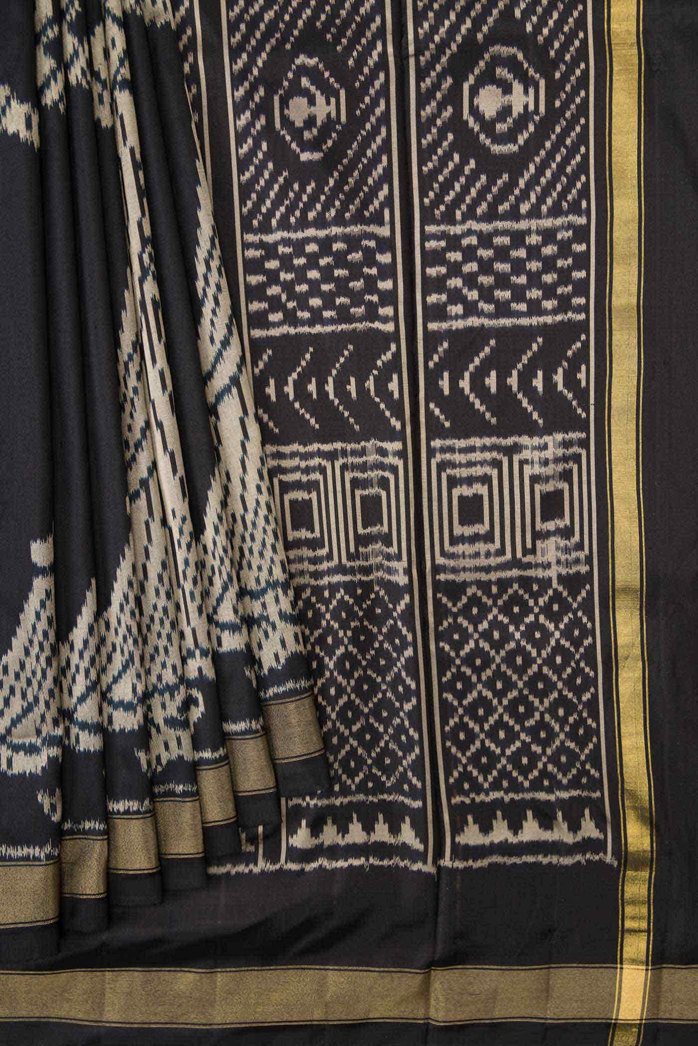 Black Dual Tone Double Ikat Saree