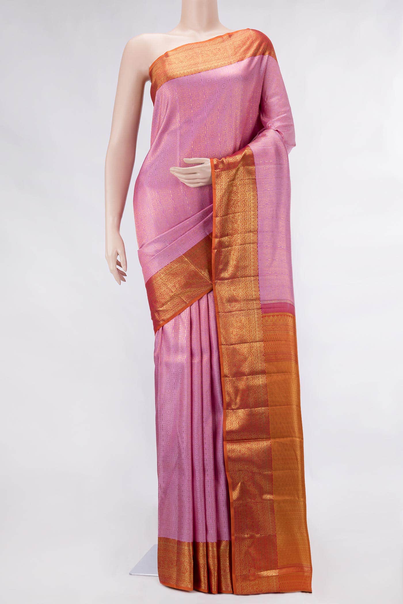Pink Dual Tone Kanchipuram Silk Saree