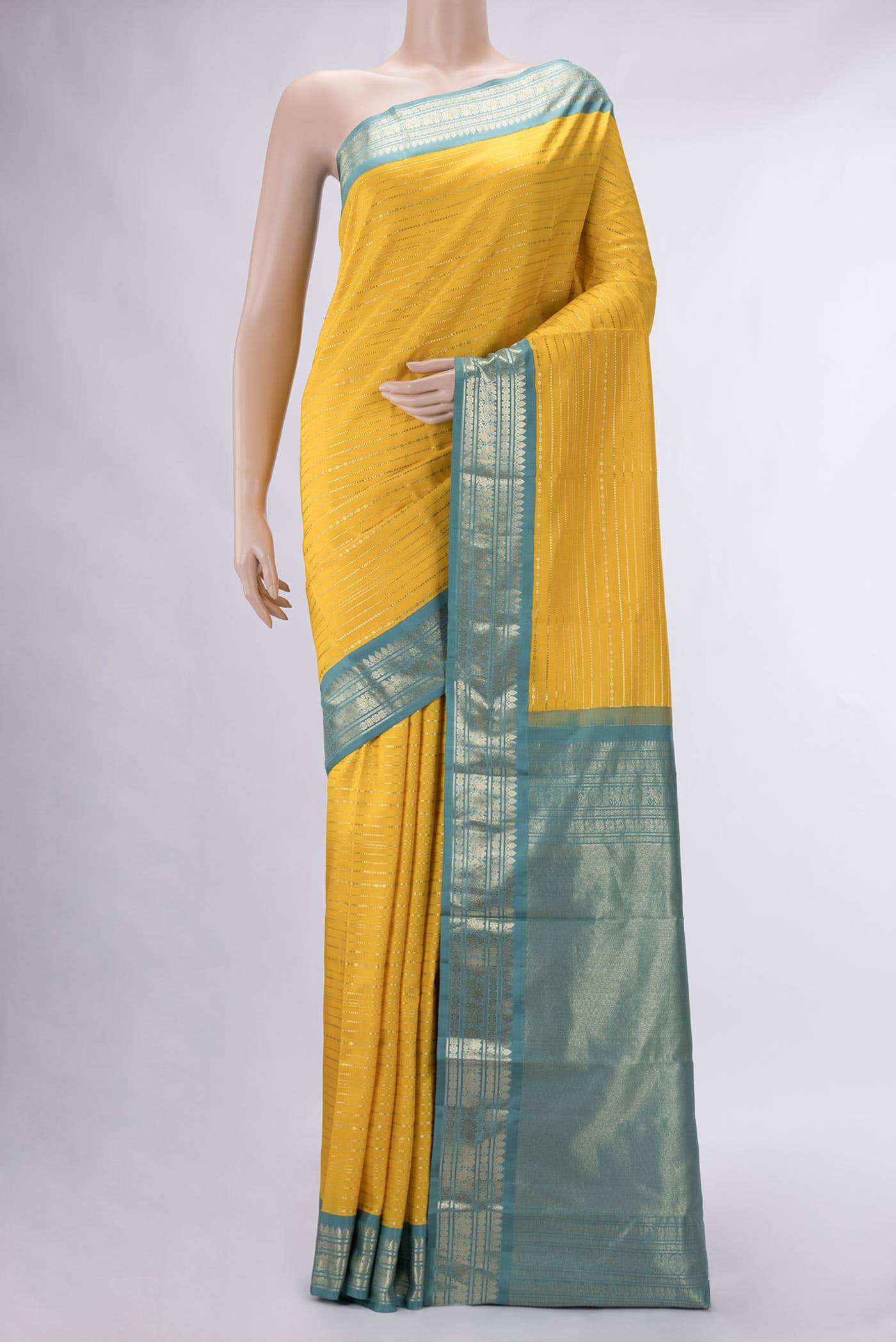 Yellow Dual Tone Kanchipuram Silk Saree