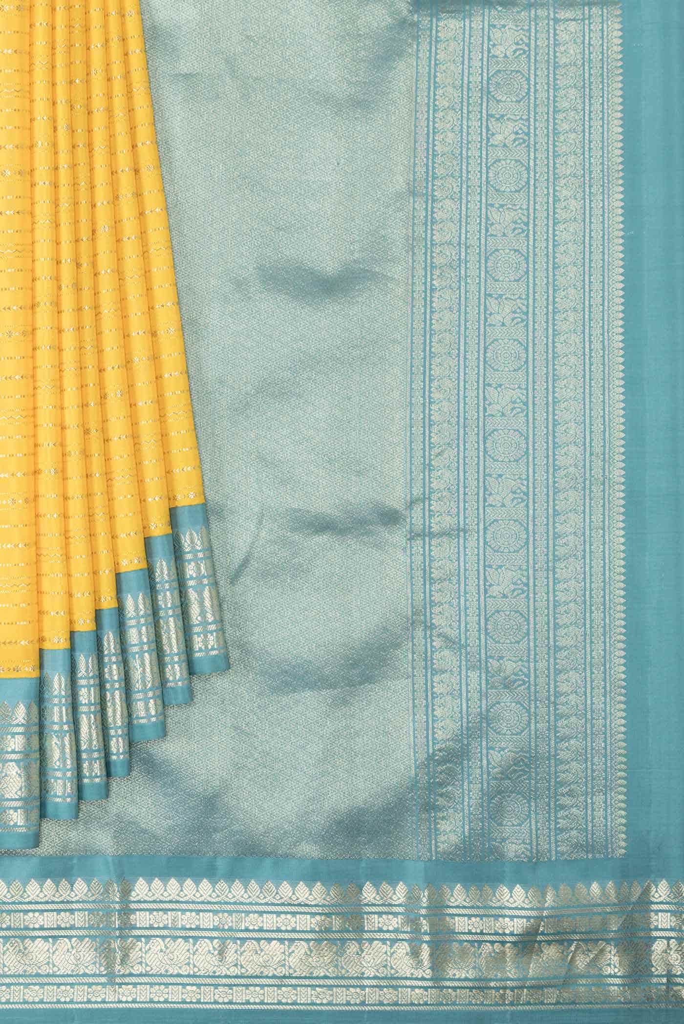 Yellow Dual Tone Kanchipuram Silk Saree