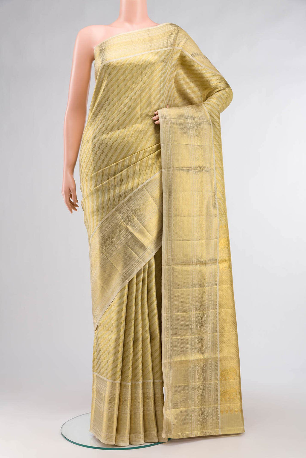 Pure Silk Pure Zari Gold Kanchipuram Tissue Saree