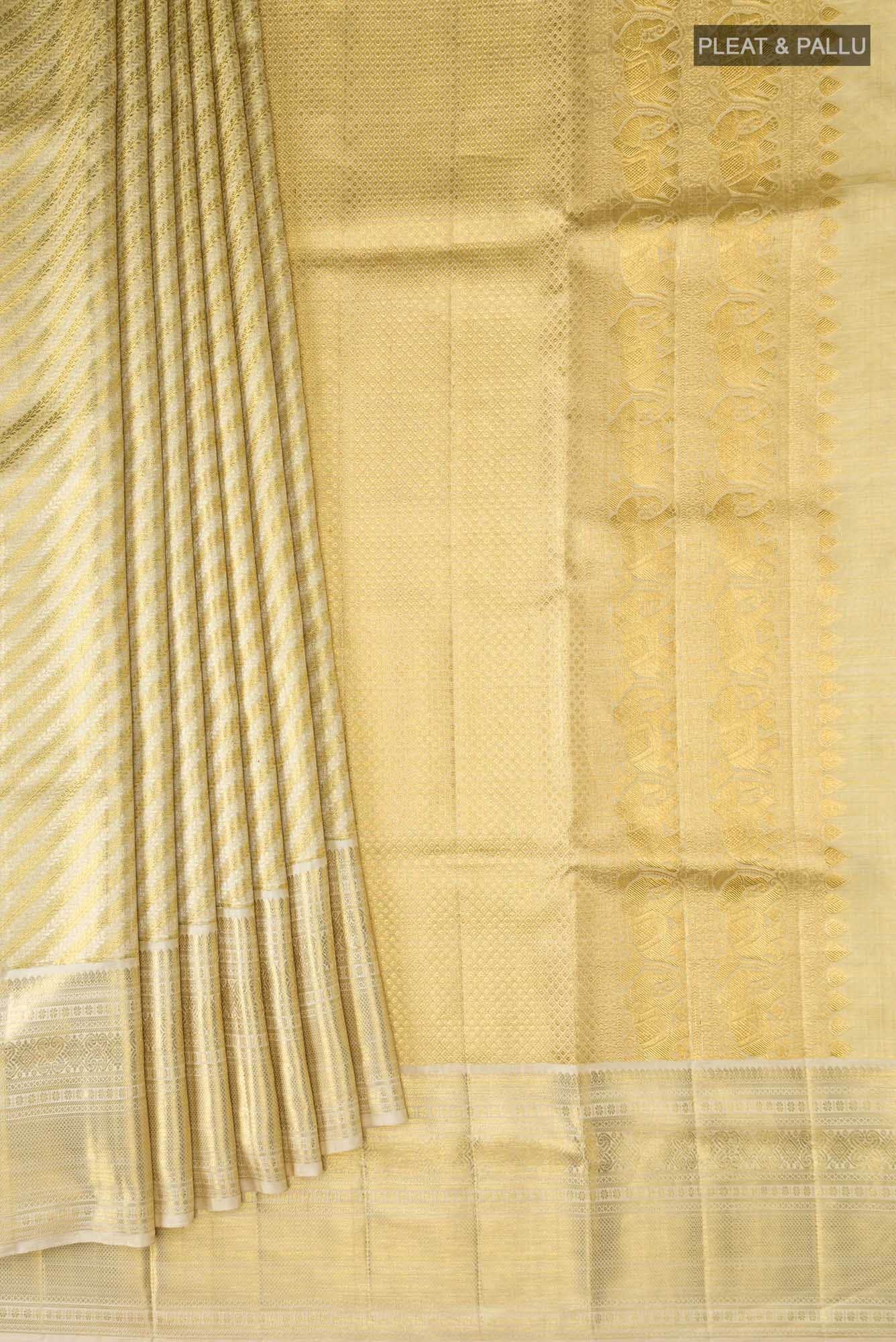 Pure Silk Pure Zari Gold Kanchipuram Tissue Saree