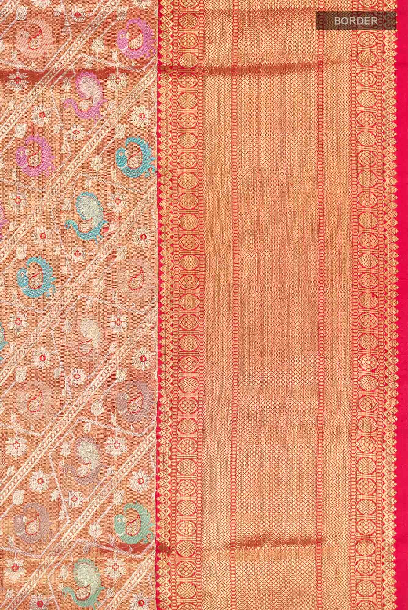 Pure Silk Pure Zari Rust Kanchipuram Saree