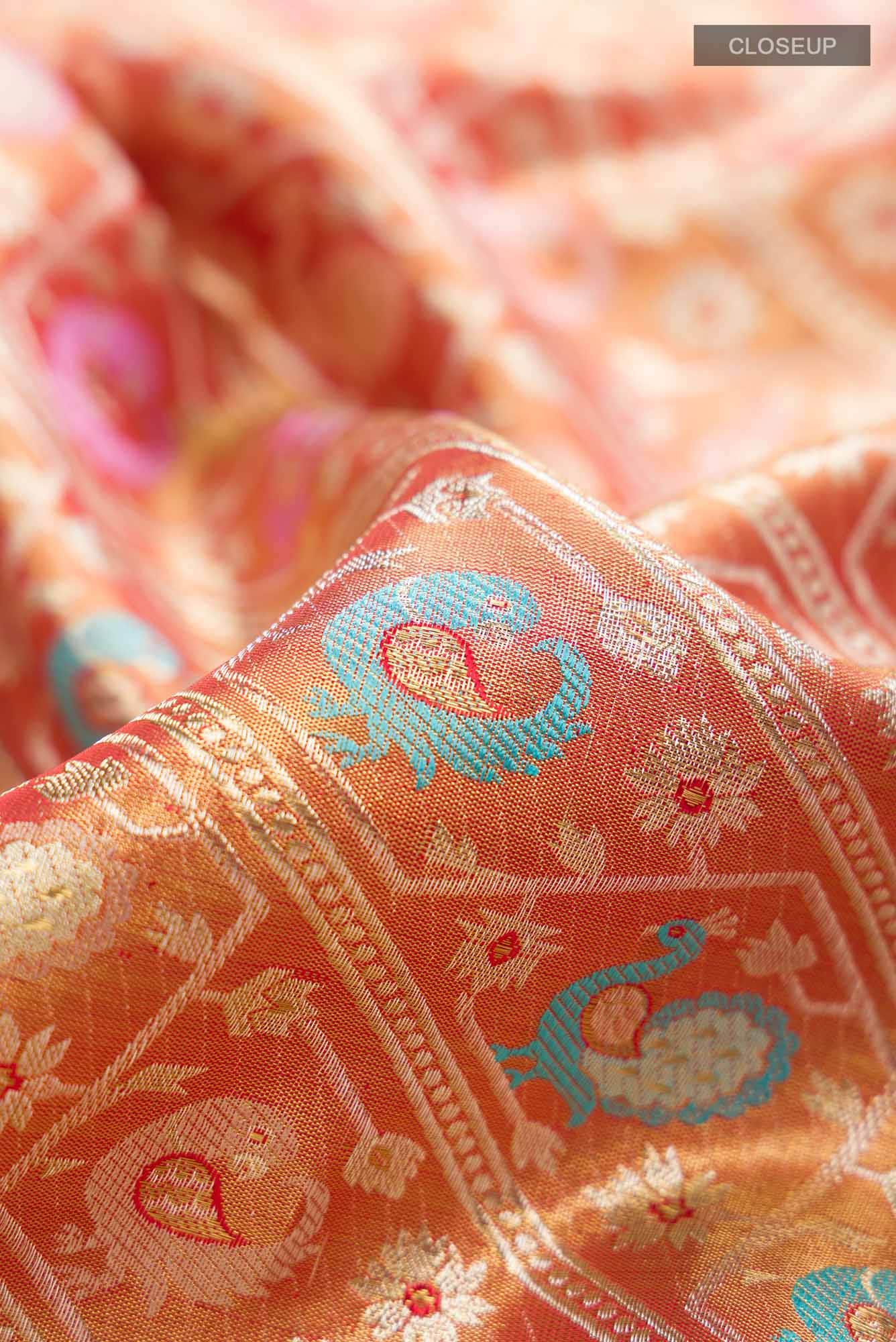 Pure Silk Pure Zari Rust Kanchipuram Saree