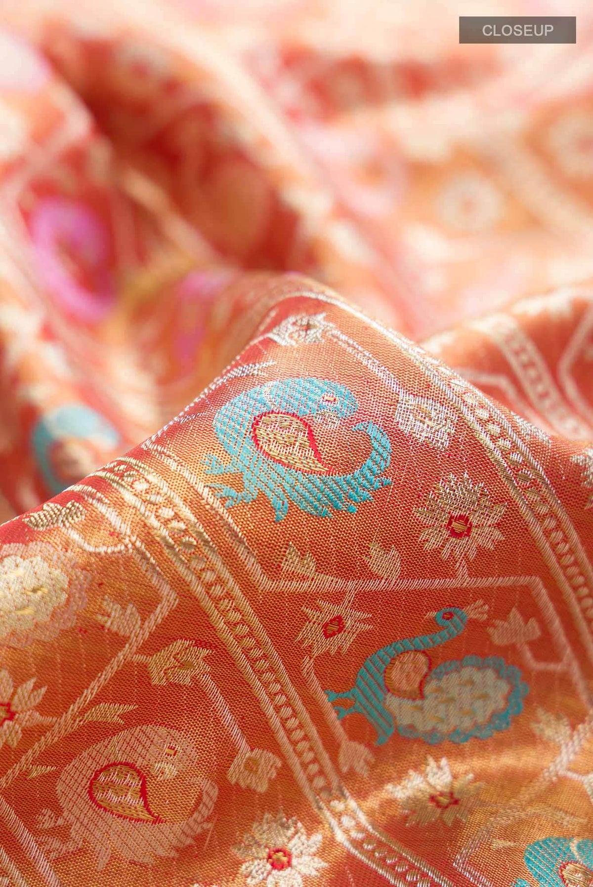 Pure Silk Pure Zari Rust Kanjivaram Saree
