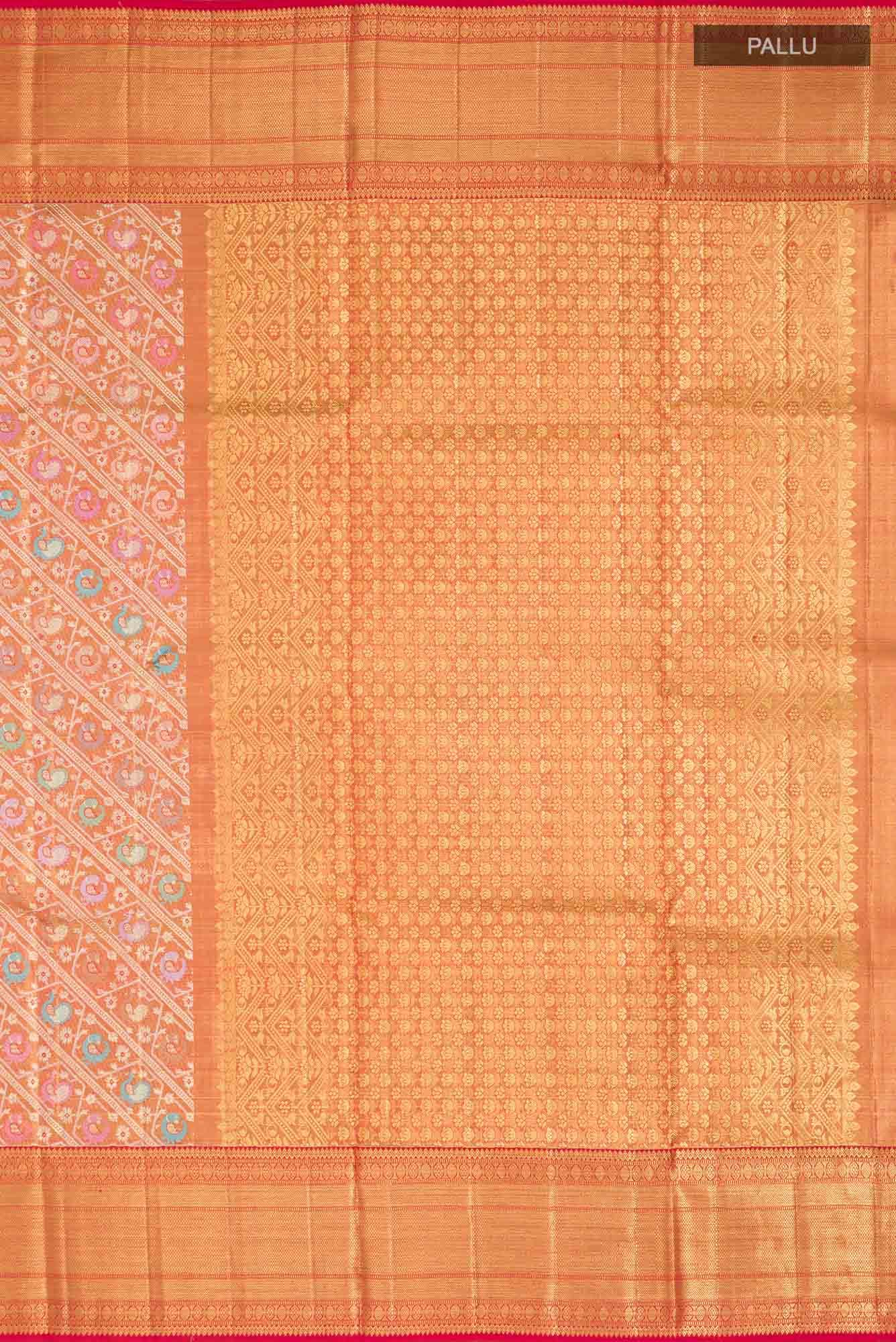 Pure Silk Pure Zari Rust Kanjivaram Saree