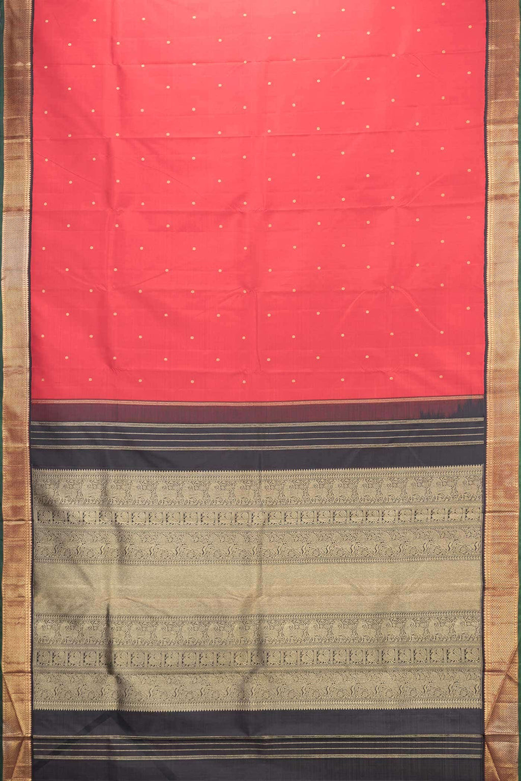 Pure Silk Pure Zari Red Dual Tone Kanchipuram Saree