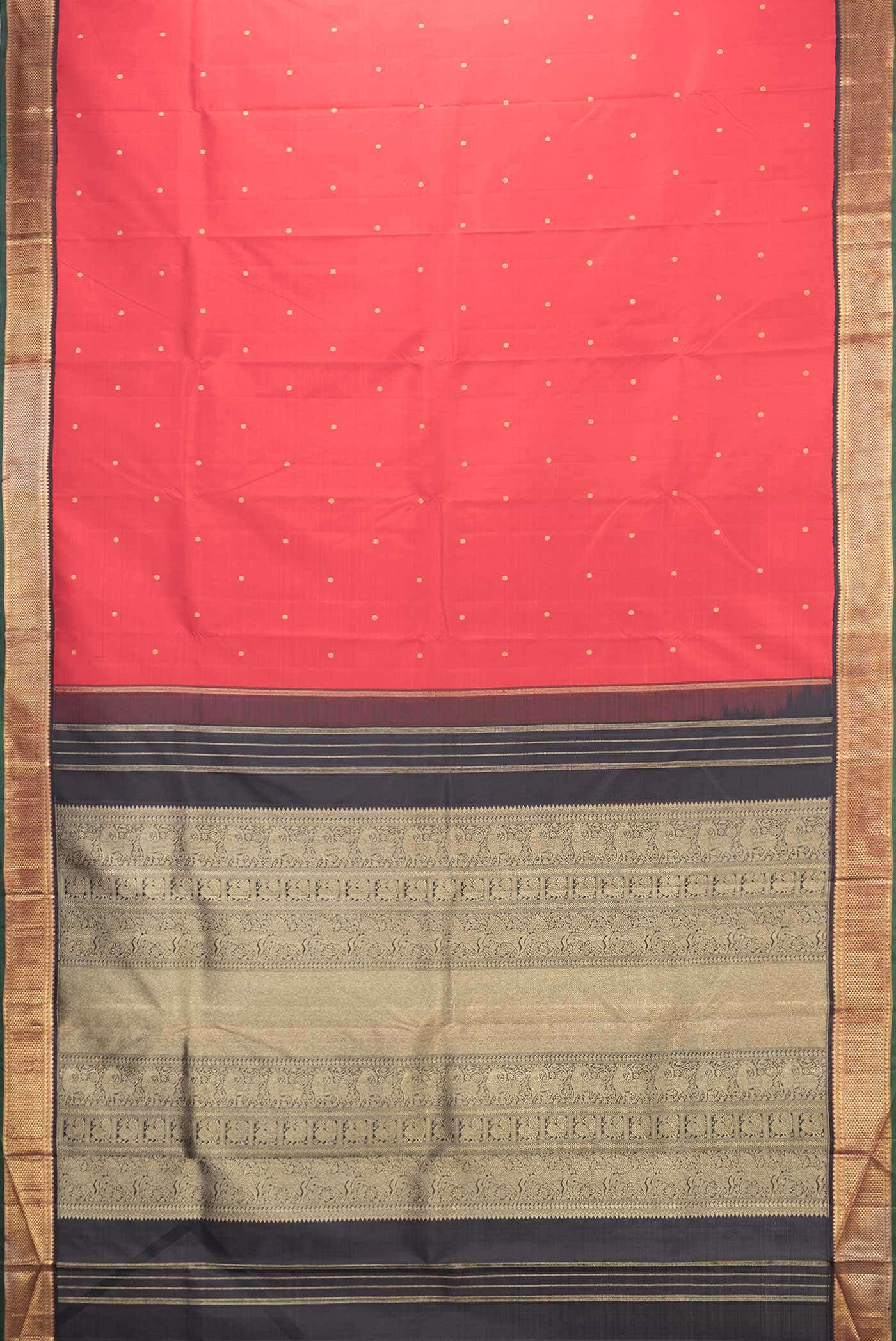 Pure Silk Pure Zari Red Dual Tone Kanchipuram Saree