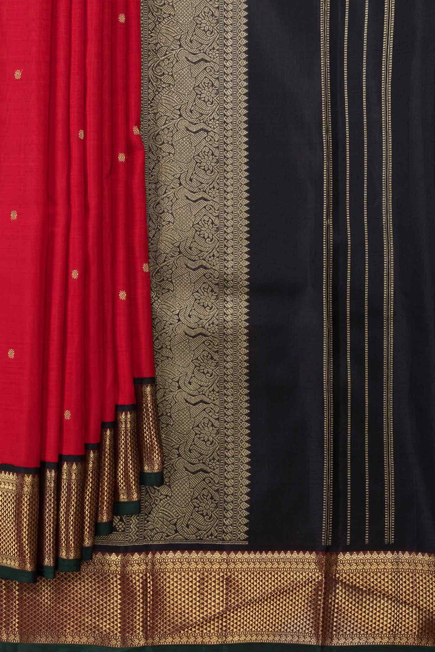 Pure Silk Pure Zari Red Dual Tone Kanchipuram Saree