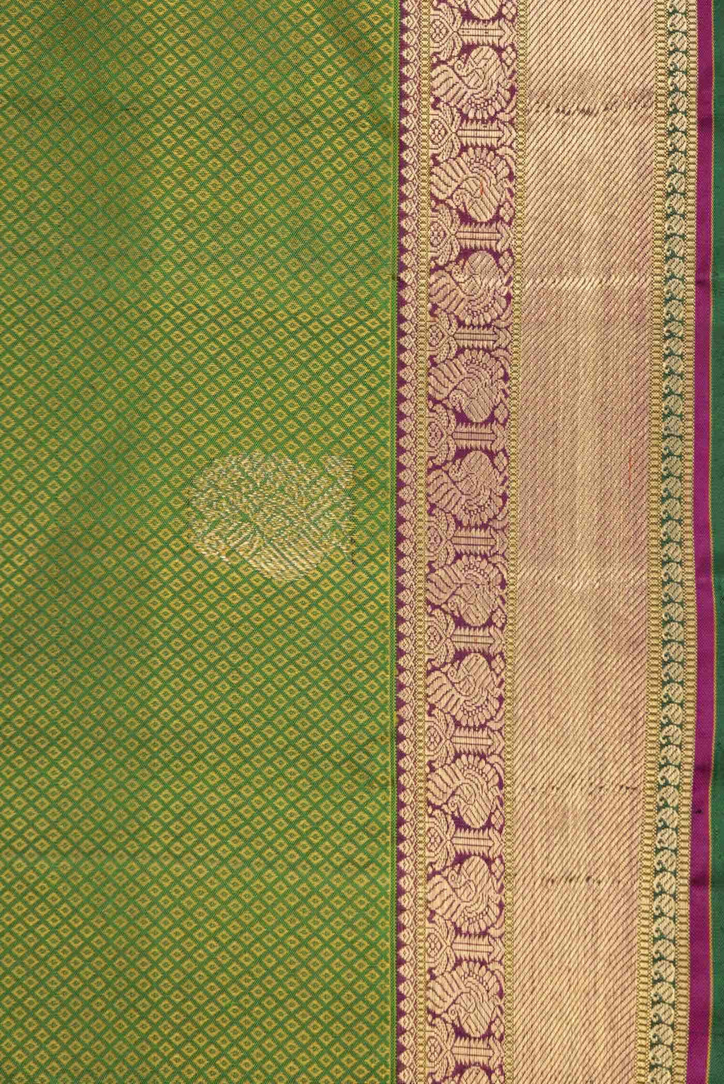Pure Silk Pure Zari Green Dual Tone Kanchipuram Saree