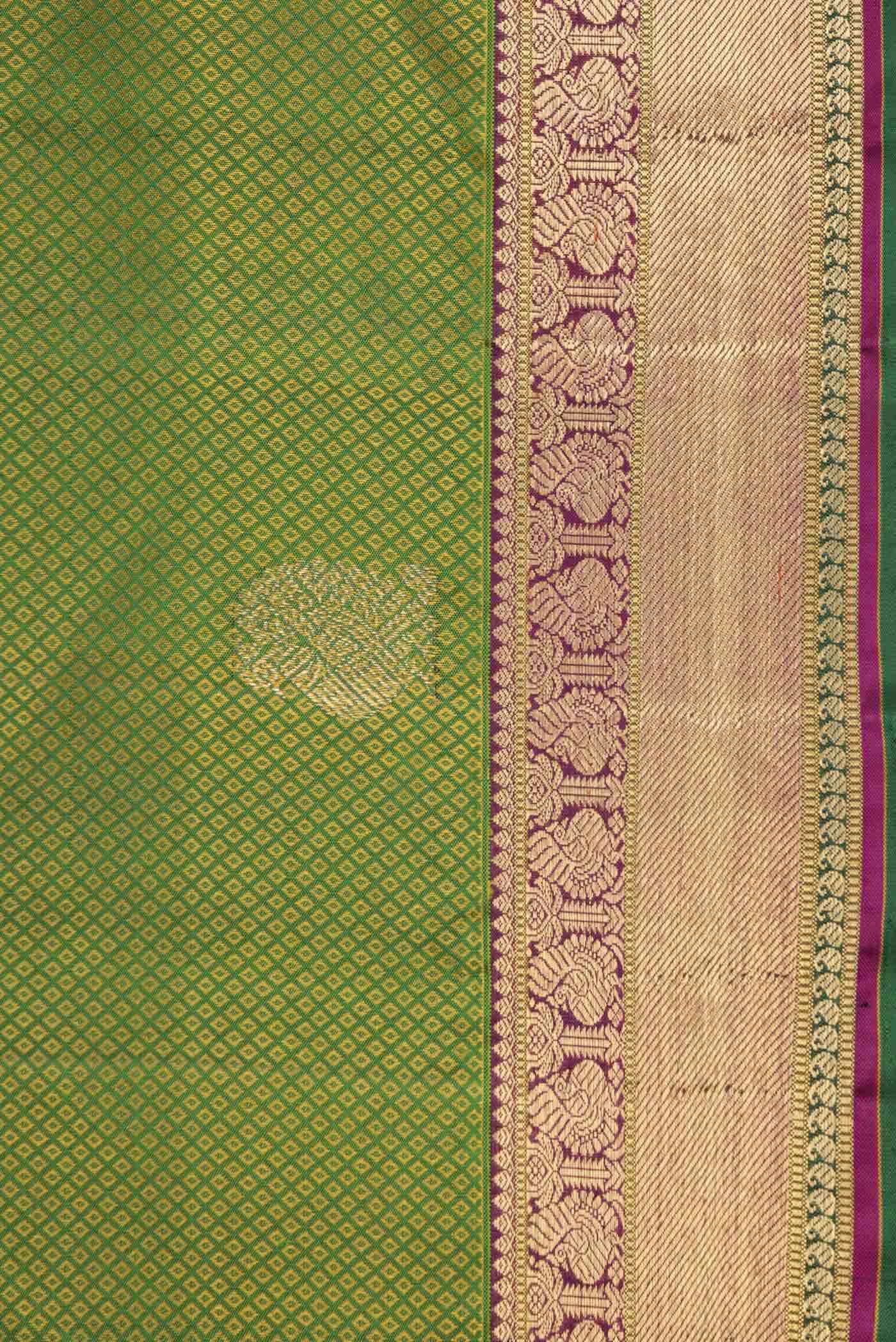 Pure Silk Pure Zari Green Dual Tone Kanchipuram Saree