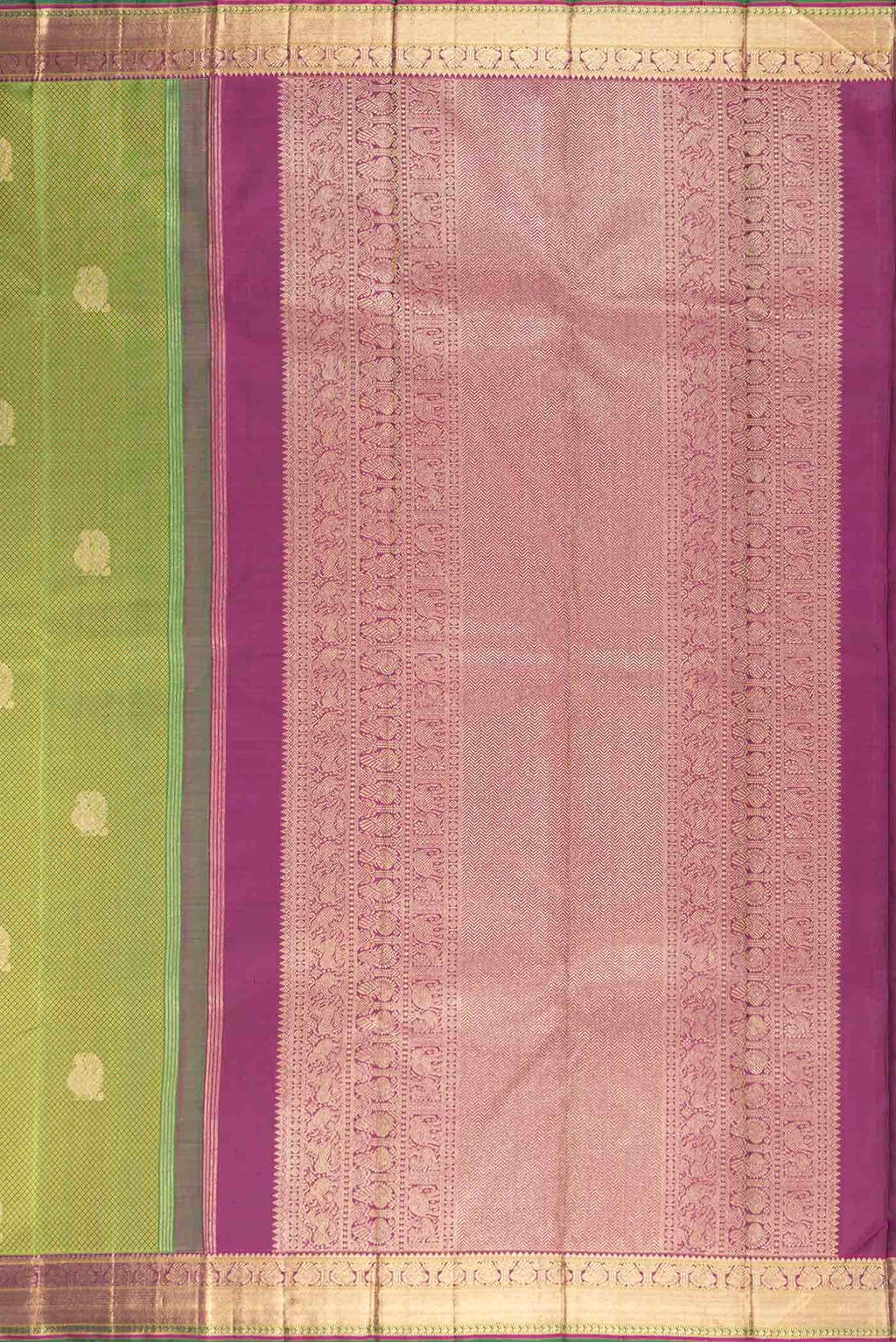 Pure Silk Pure Zari Green Dual Tone Kanchipuram Saree