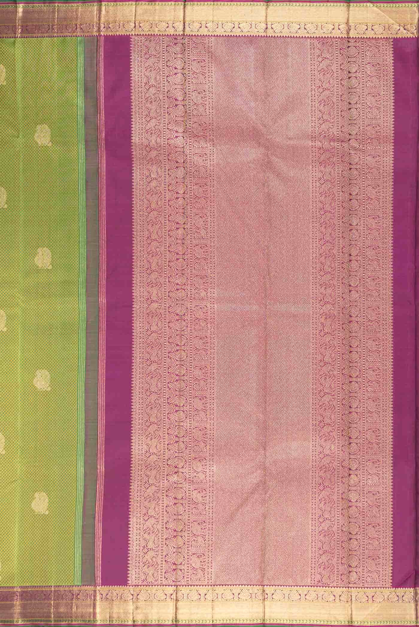 Pure Silk Pure Zari Green Dual Tone Kanchipuram Saree