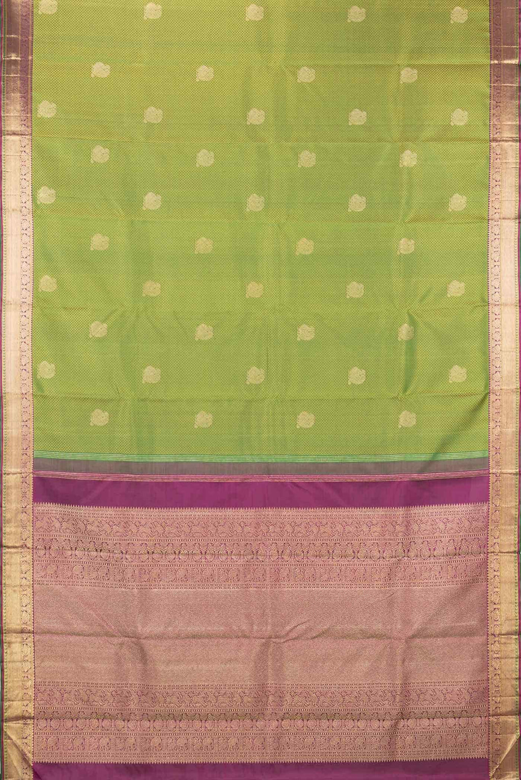 Pure Silk Pure Zari Green Dual Tone Kanchipuram Saree