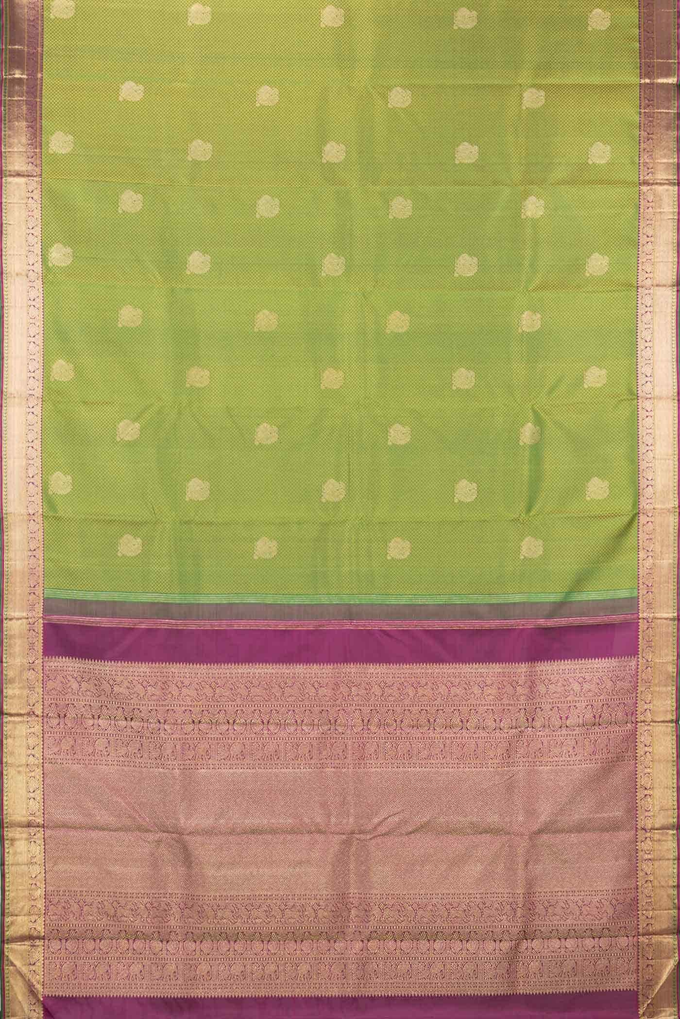 Pure Silk Pure Zari Green Dual Tone Kanchipuram Saree