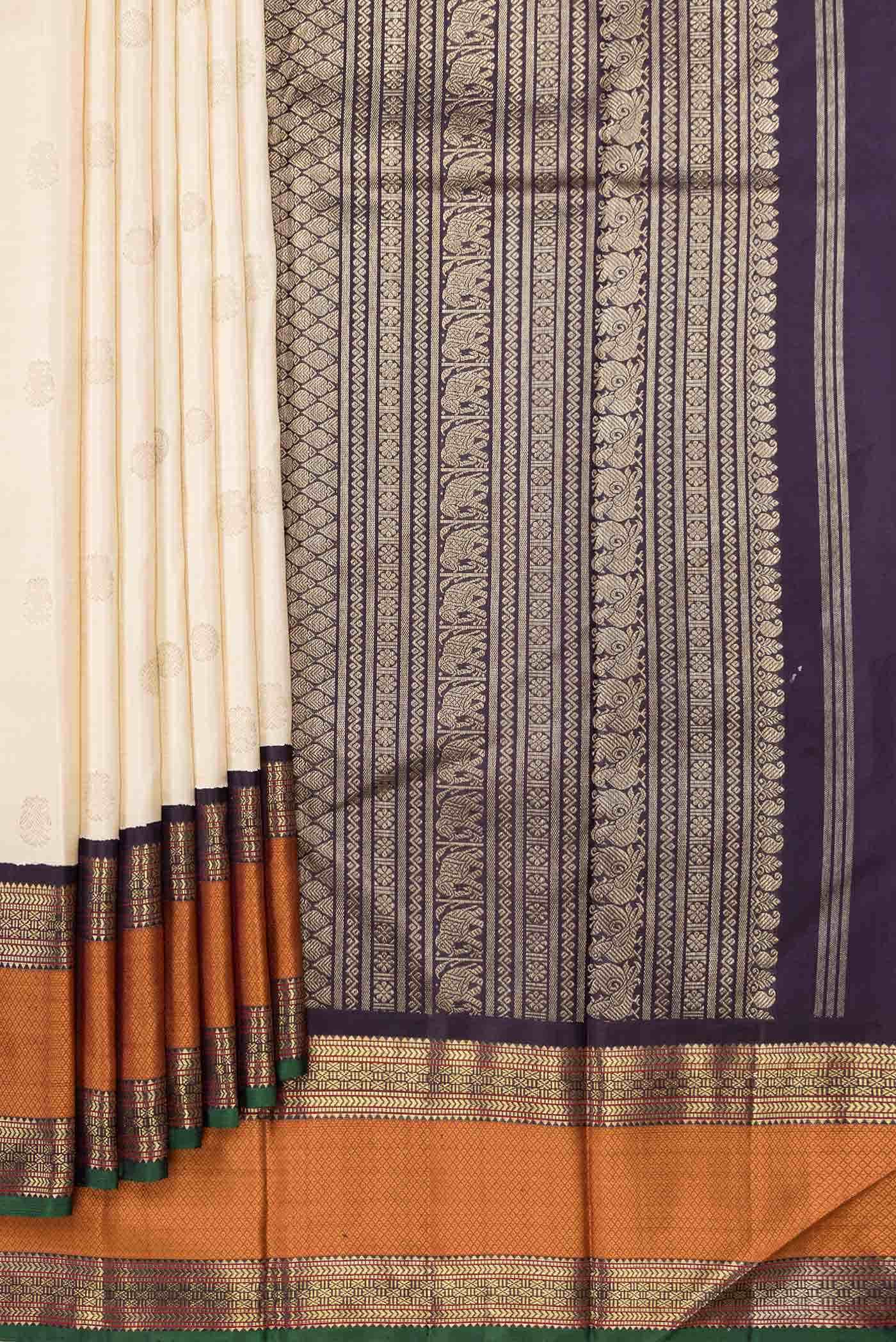 Pure Silk Pure Zari Sandal Dual Tone Kanchipuram Saree