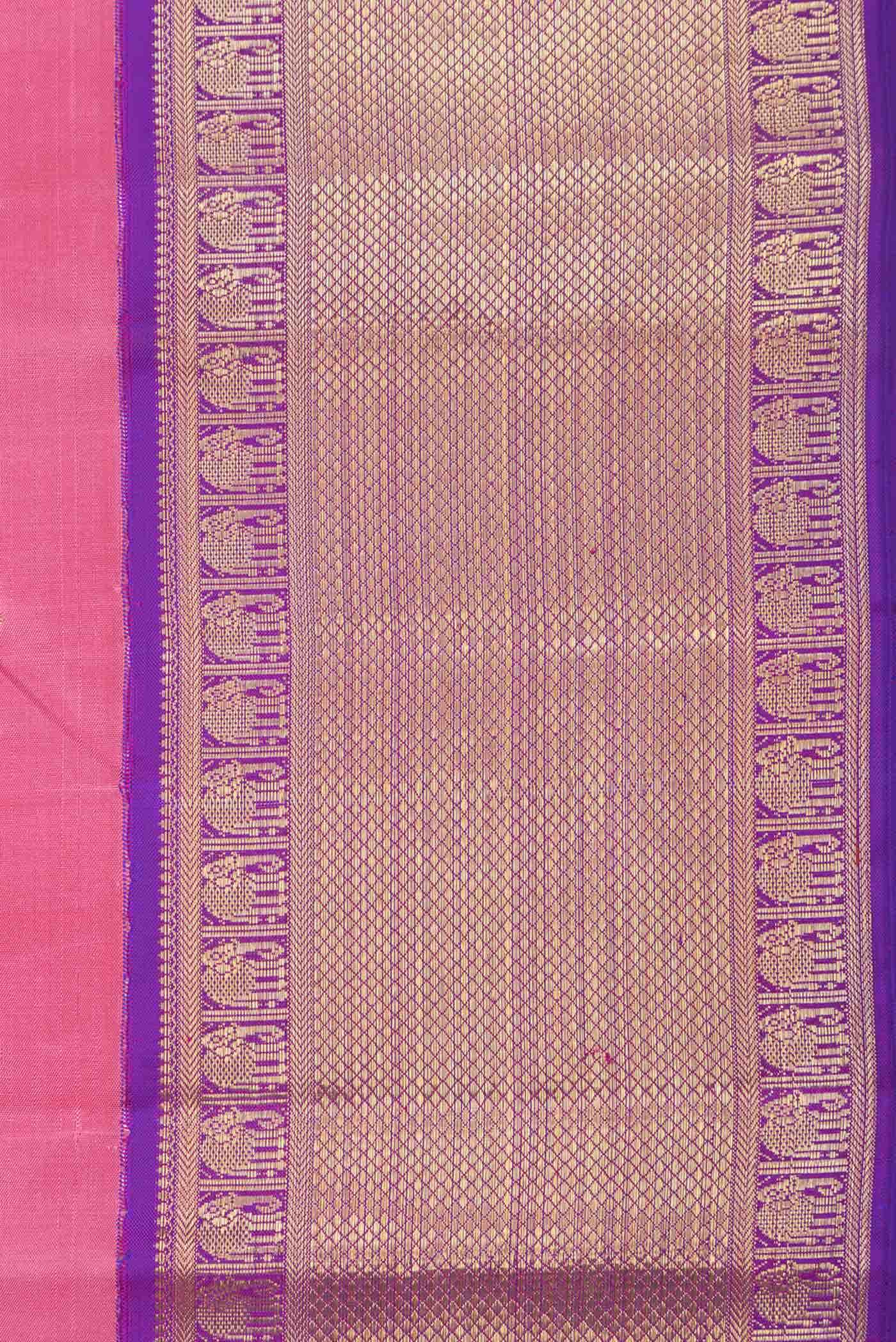 Pure Silk Pure Zari Pink Dual Tone Kanchipuram Saree