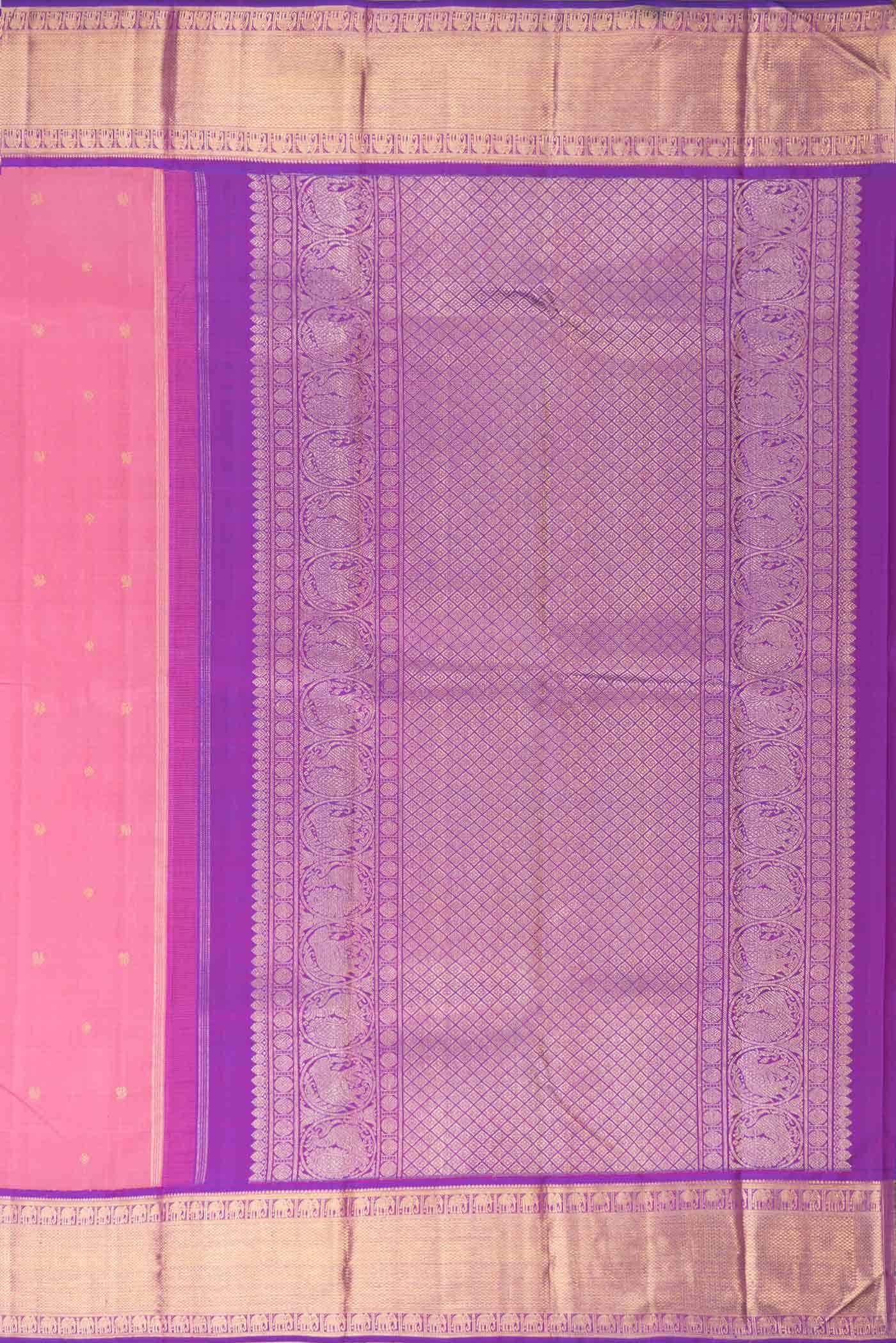 Pure Silk Pure Zari Pink Dual Tone Kanchipuram Saree