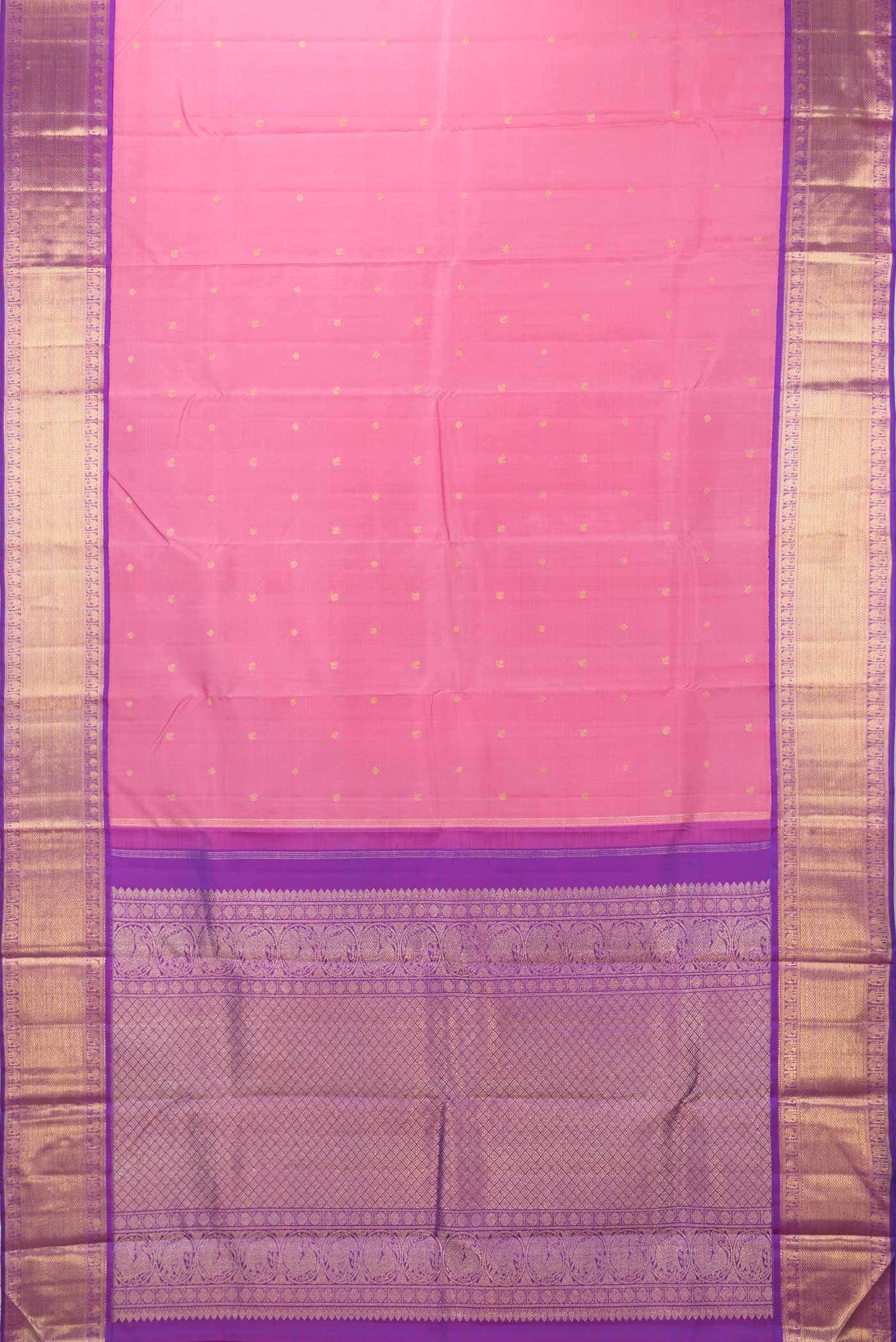 Pure Silk Pure Zari Pink Dual Tone Kanchipuram Saree