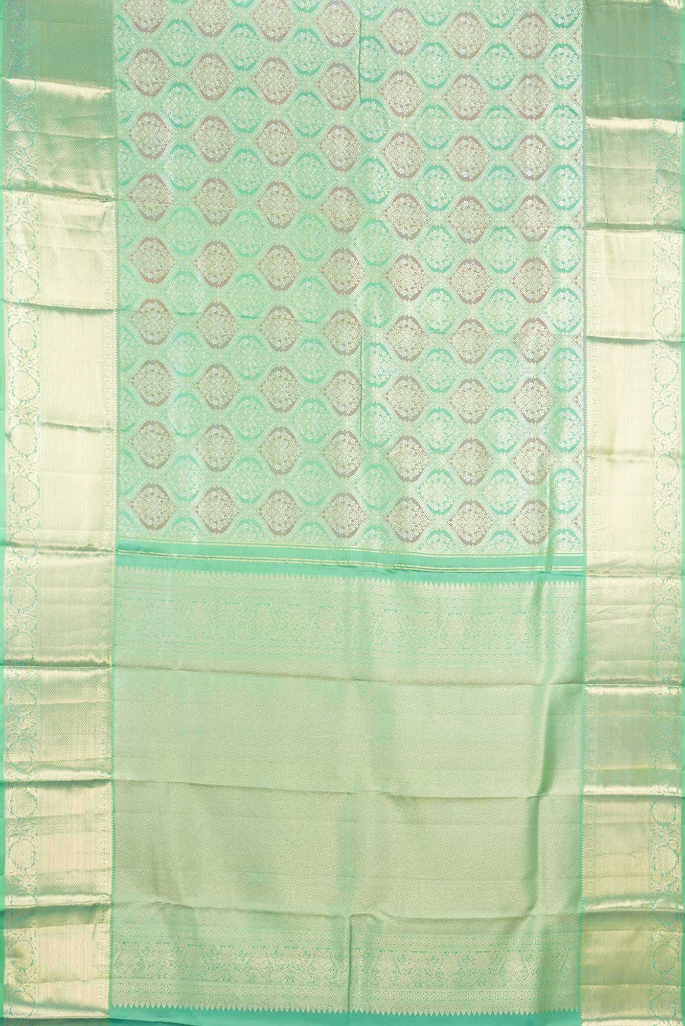 Parrot Green Dual Tone Kanchipuram Silk Saree