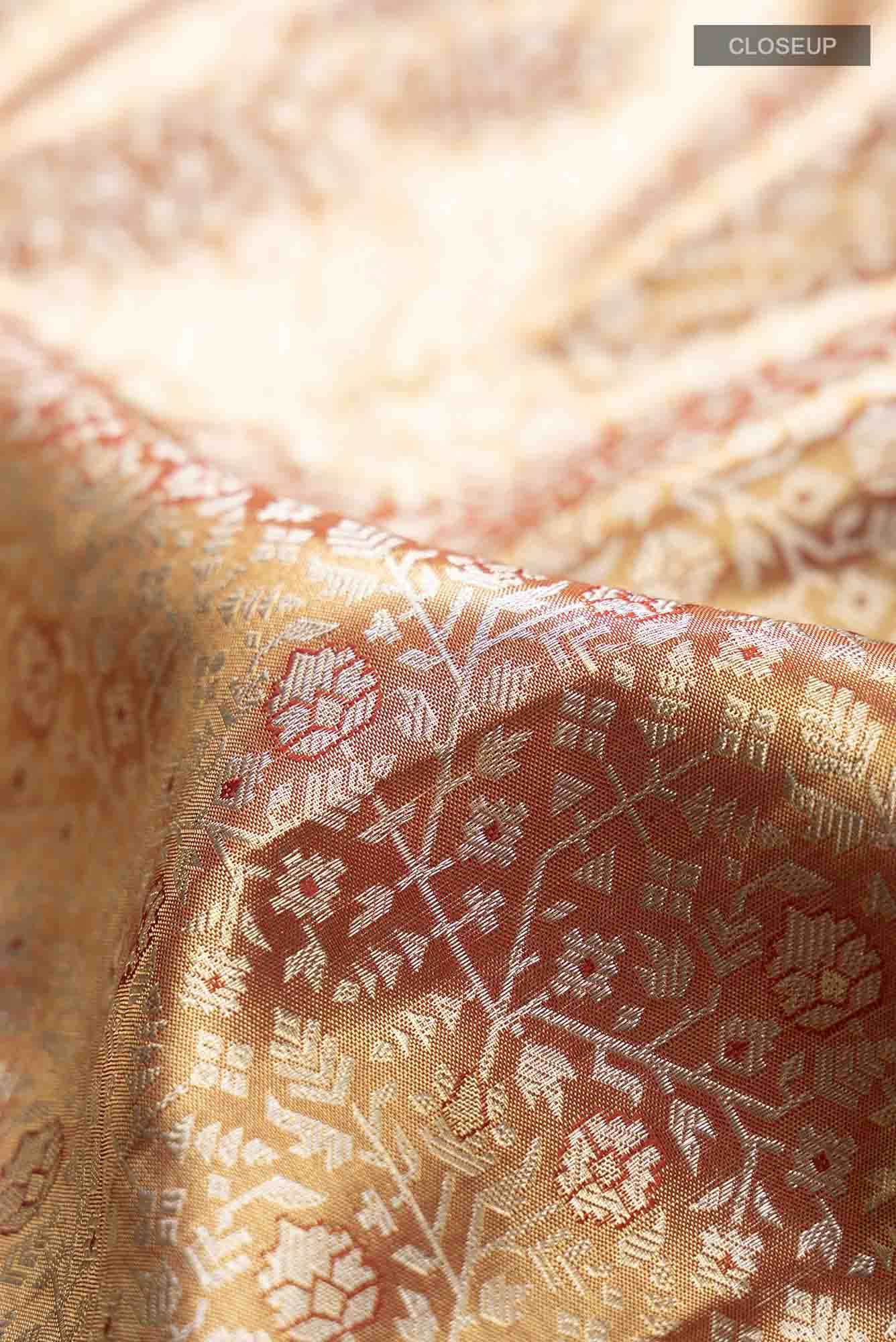 Gold withRed Dual Tone Kanchipuram Tissue Silk Saree