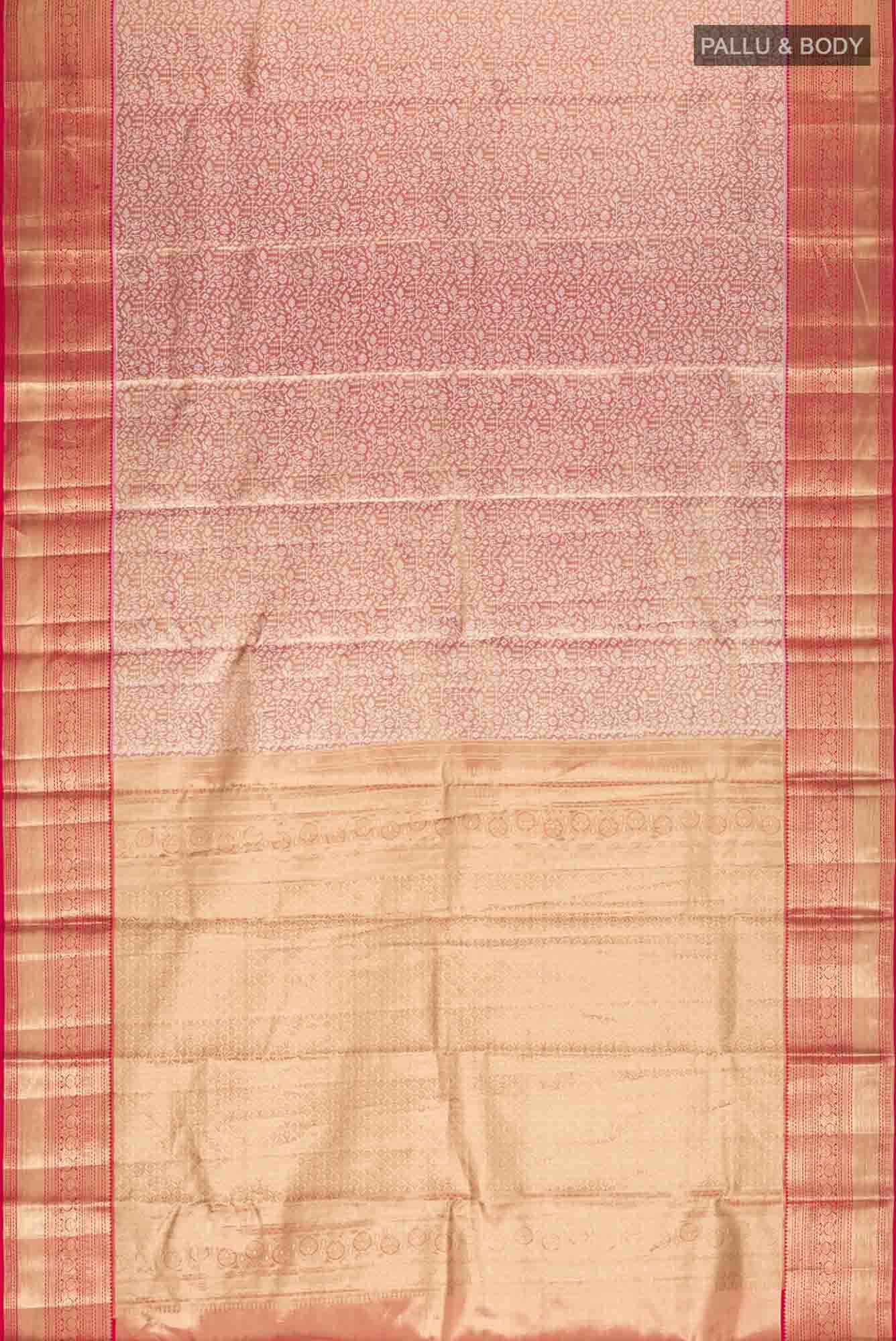 Gold withRed Dual Tone Kanchipuram Tissue Silk Saree
