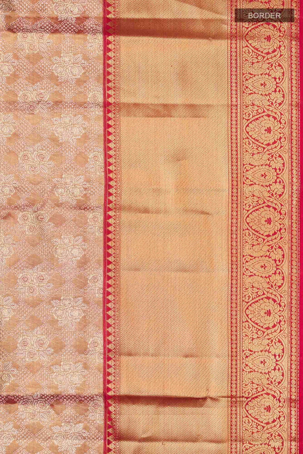 Gold with Red Dual Tone Kanchipuram Tissue Silk Saree