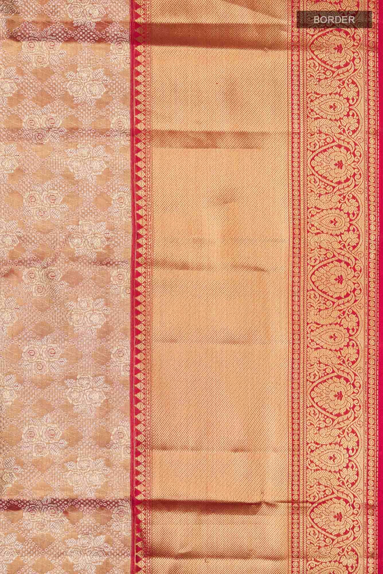 Gold with Red Dual Tone Kanchipuram Tissue Silk Saree