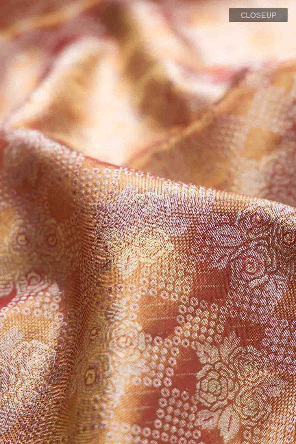 Gold with Red Dual Tone Kanchipuram Tissue Silk Saree