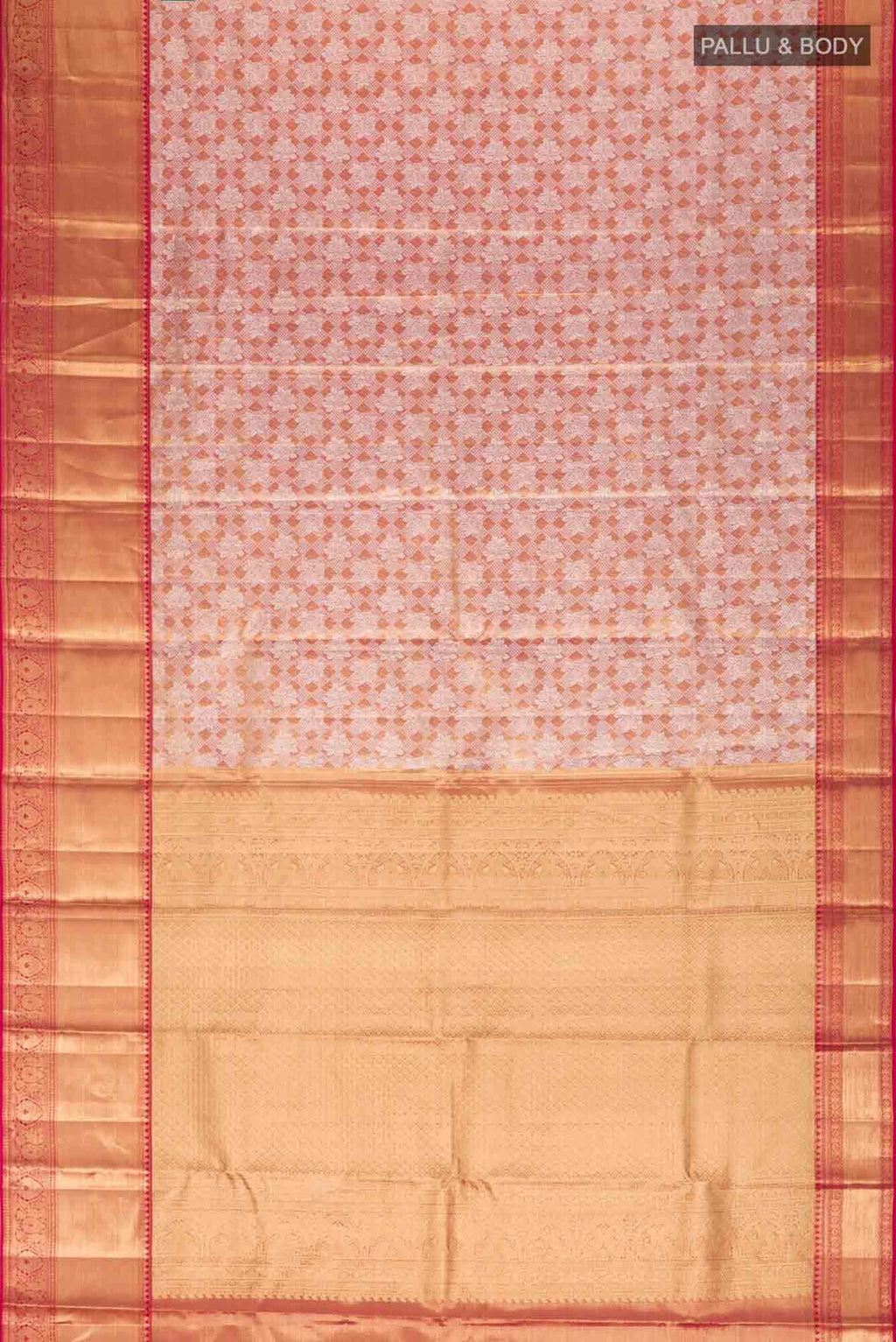 Gold with Red Dual Tone Kanchipuram Tissue Silk Saree