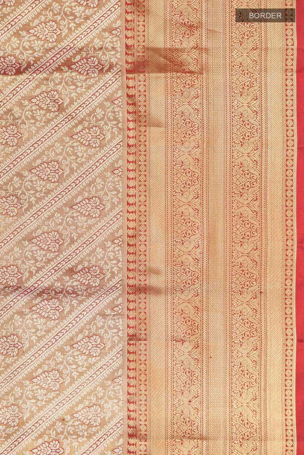 Gold with Red Dual Tone Kanchipuram Tissue Silk Saree