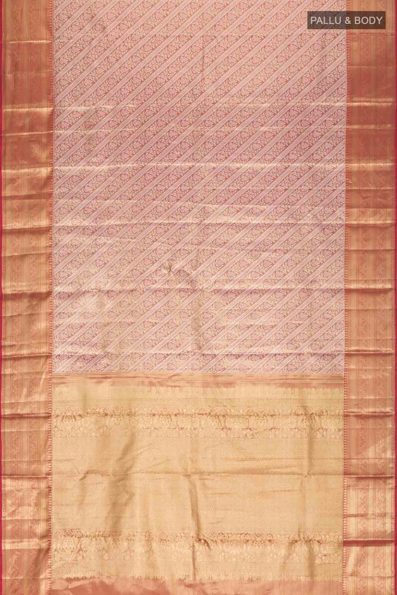 Gold with Red Dual Tone Kanchipuram Tissue Silk Saree
