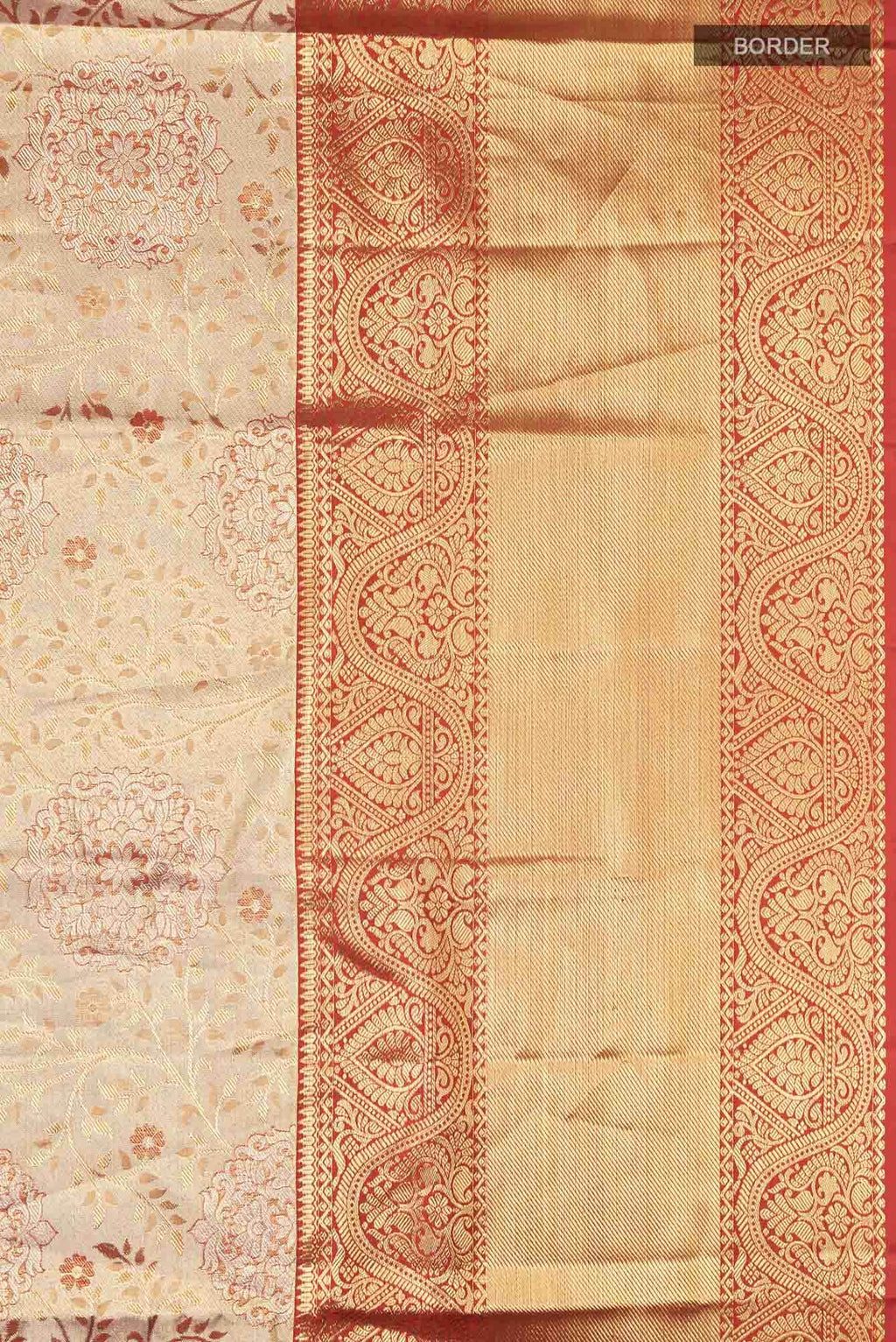 Gold with Red Dual Tone Kanchipuram Tissue Silk Saree