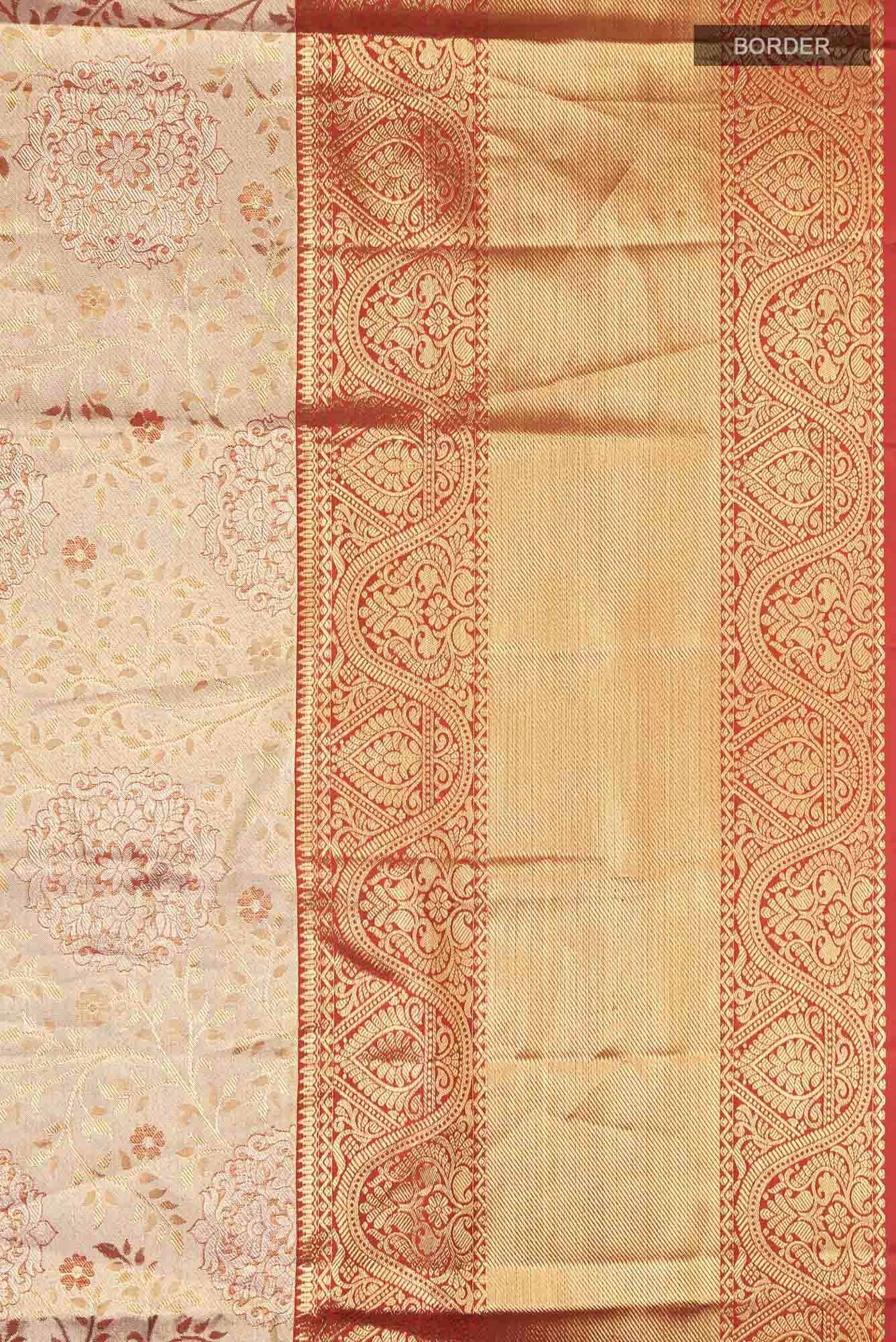 Gold with Red Dual Tone Kanchipuram Tissue Silk Saree