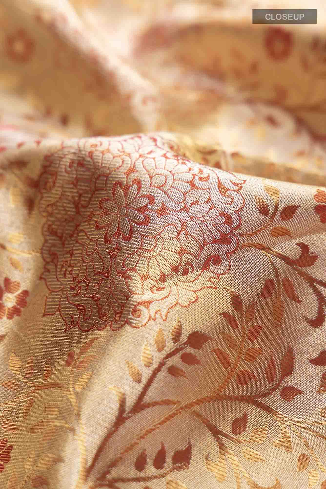Gold with Red Dual Tone Kanchipuram Tissue Silk Saree