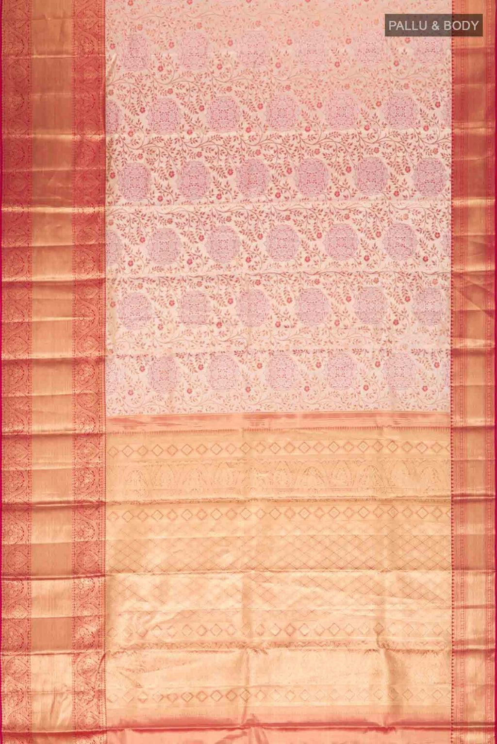 Gold with Red Dual Tone Kanchipuram Tissue Silk Saree